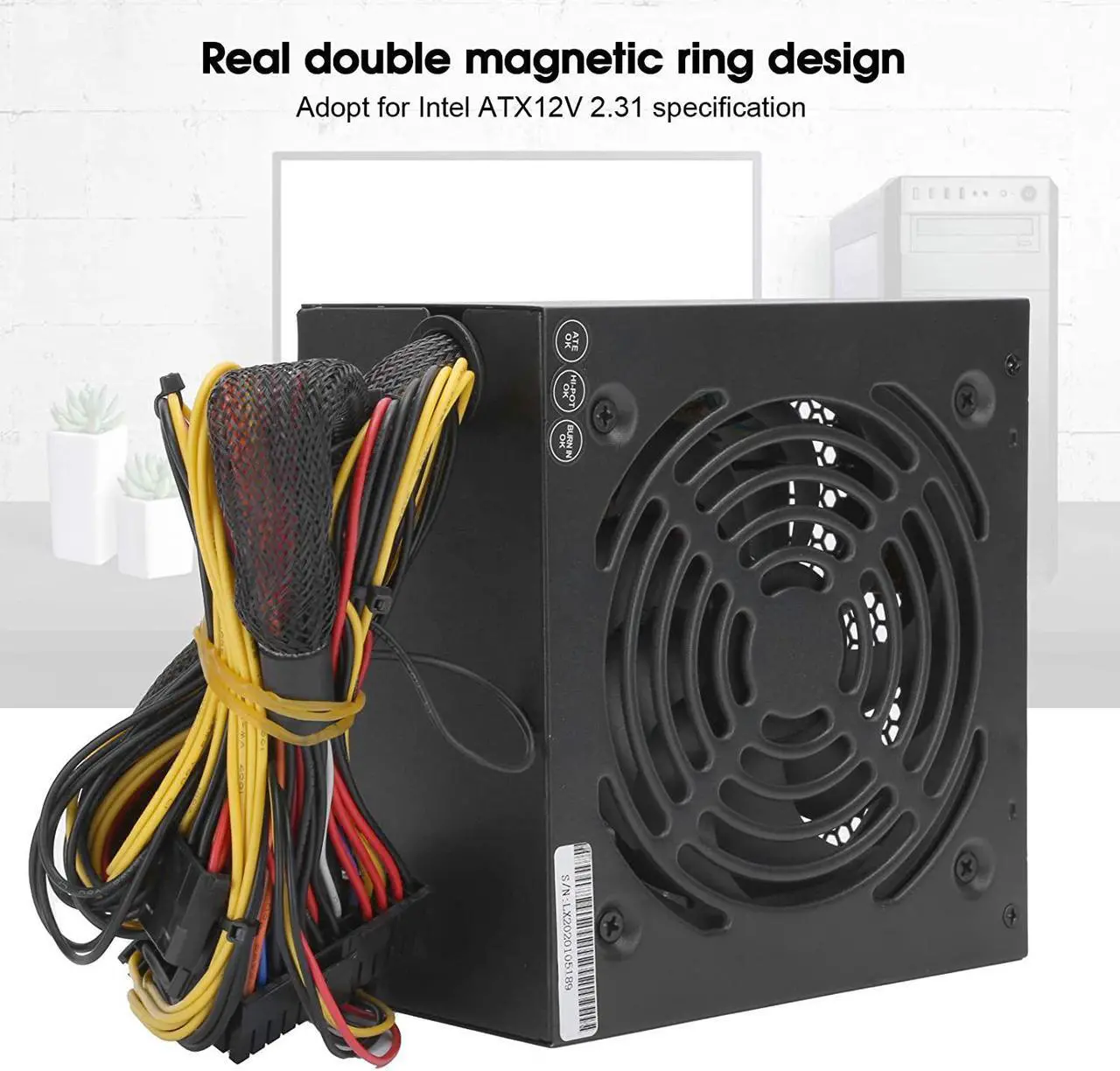 Alt view image 5 of 7 - Hilitand PC Power Supply, 350W Desktop Computer Low Energy Consumption Accessories Adjustable 115/230V, for Low Energy Consumption, Low Noise Basic Desktop System(US Plug)