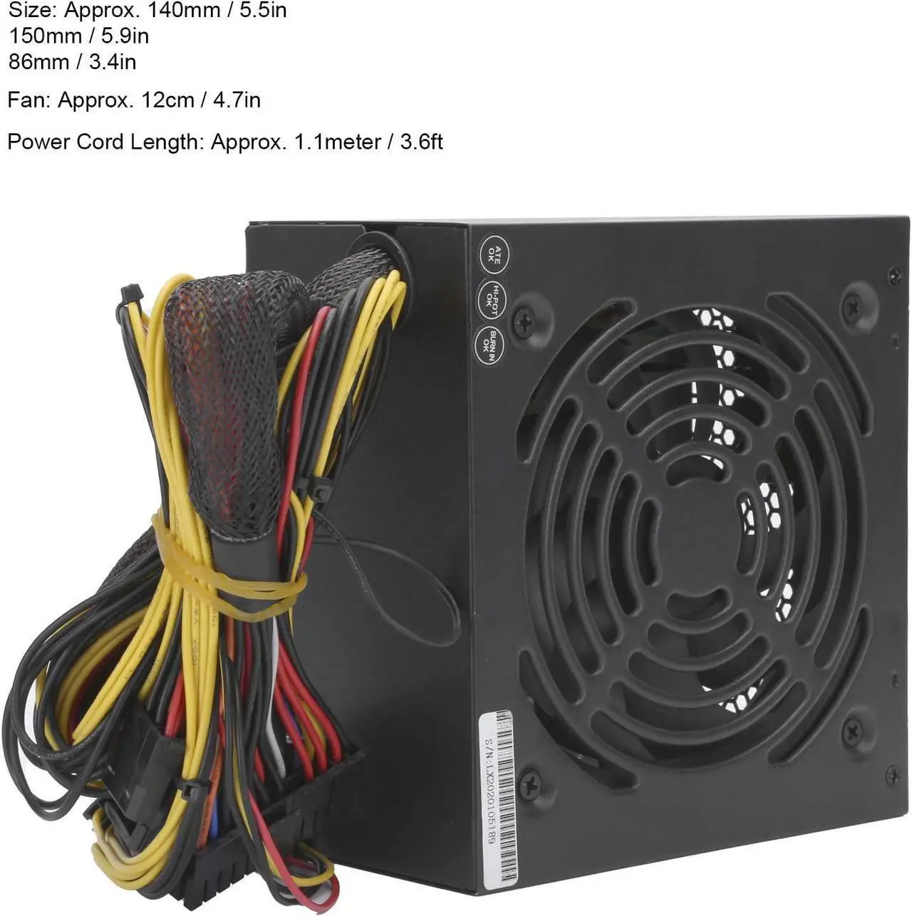 Alt view image 4 of 7 - Hilitand PC Power Supply, 350W Desktop Computer Low Energy Consumption Accessories Adjustable 115/230V, for Low Energy Consumption, Low Noise Basic Desktop System(US Plug)