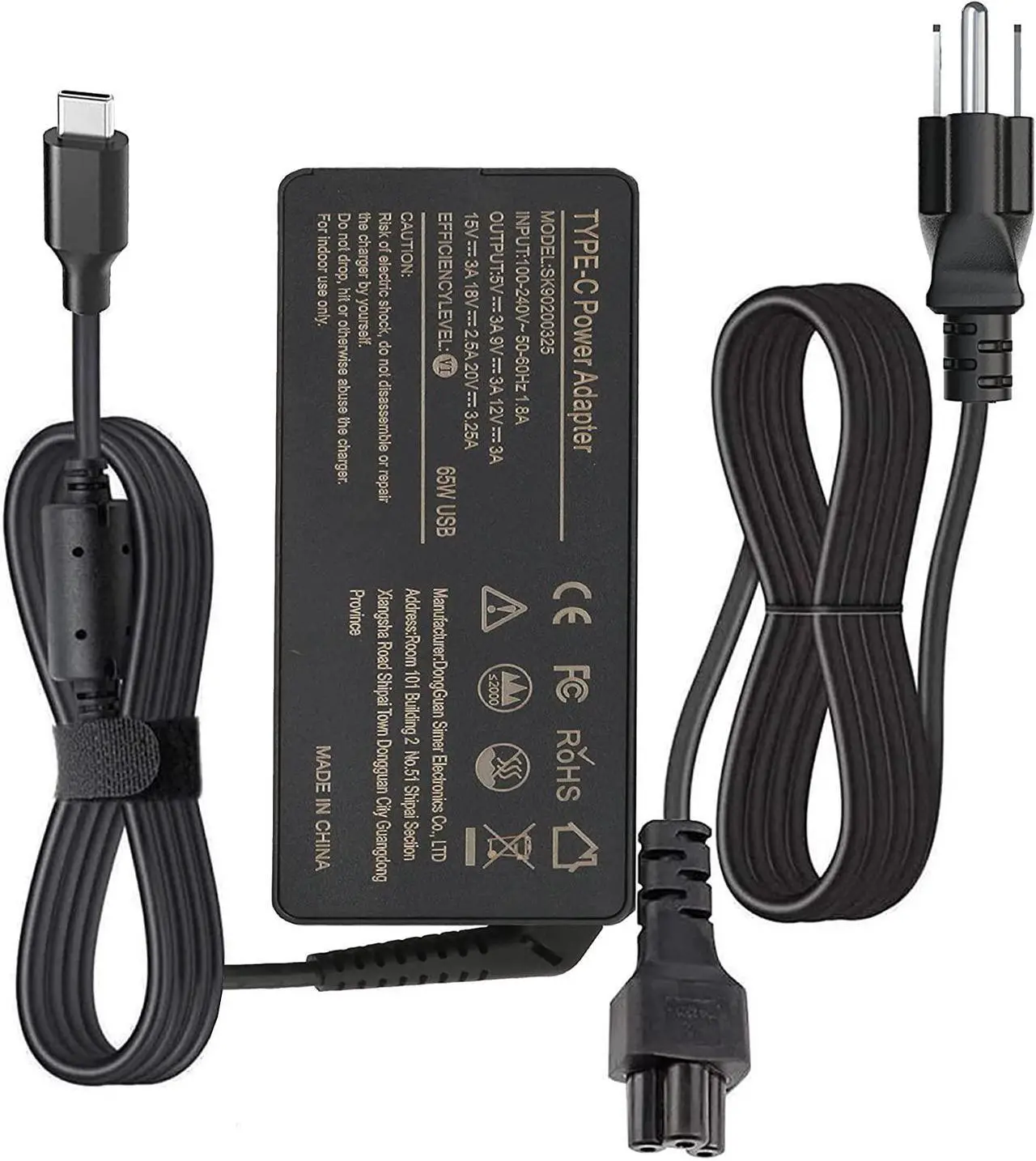 Main image of 65W Type C Power Adapter, USB-C Charger for Lenovo Yoga C940 C740 S730 720 730 720-13IKB 730-13ikb 730S 910 920 920-13ikb 13 ThinkPad X1 Carbon