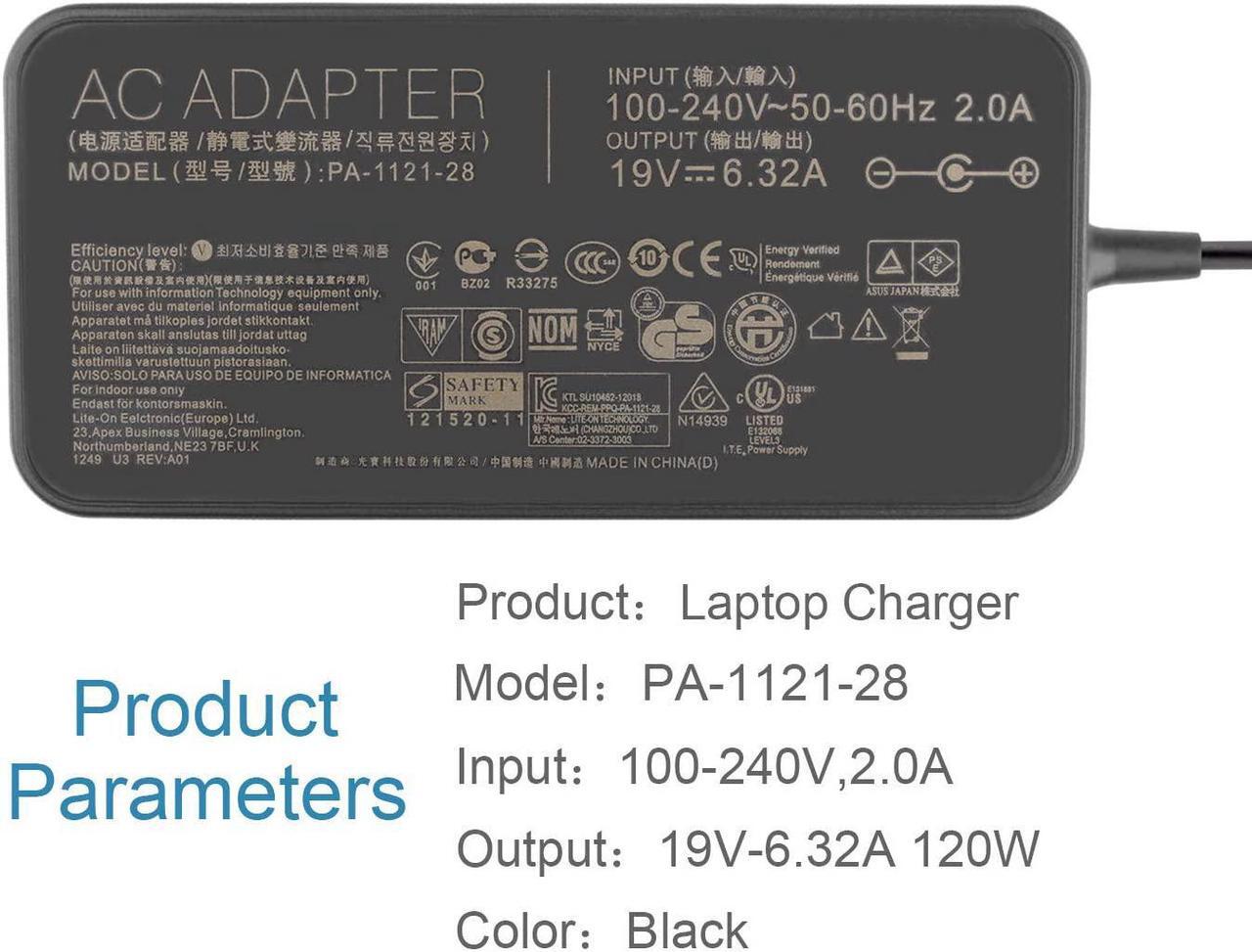 Alt view image 3 of 7 - JUYOON 120W 19V 6.32A Charger AC Adapter for ASUS TUF Gaming FX705GM FX705DT FX705GE FX705GD FX505 FX505GD FX505GE FX505GD FX505DY FX705DY FX505GM TUF705GD FX505DD