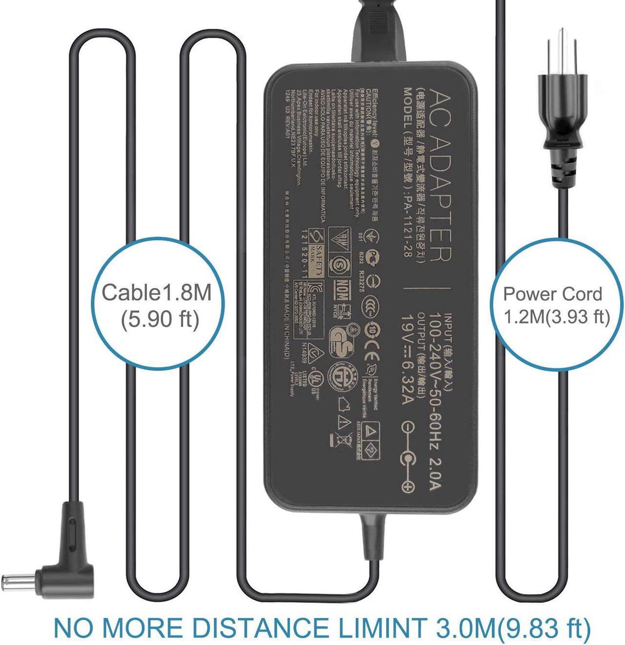 Alt view image 2 of 7 - JUYOON 120W 19V 6.32A Charger AC Adapter for ASUS TUF Gaming FX705GM FX705DT FX705GE FX705GD FX505 FX505GD FX505GE FX505GD FX505DY FX705DY FX505GM TUF705GD FX505DD