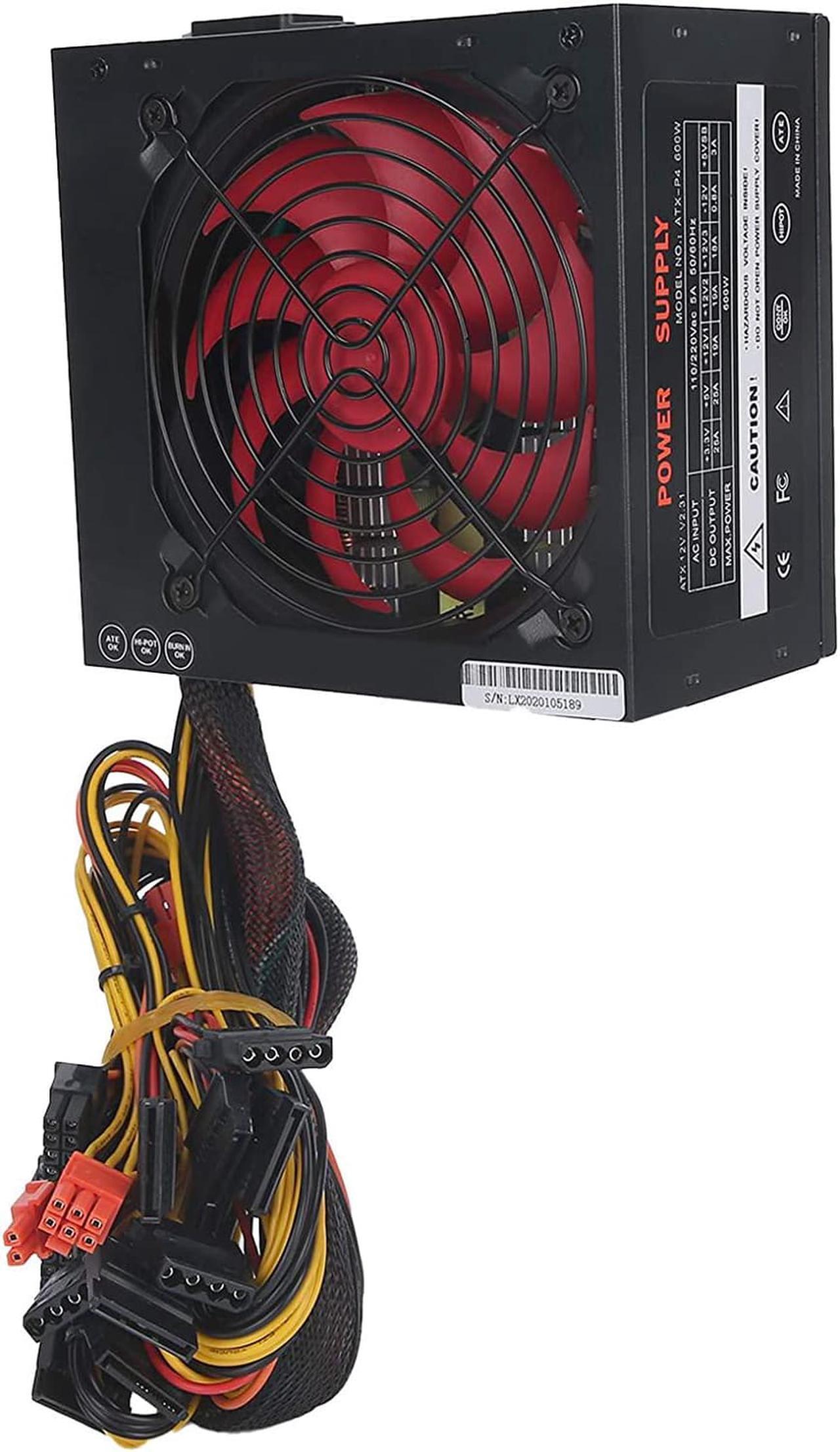 Alt view image 4 of 7 - 600W Computer Power Supply, ATX 24PIN PC Power Supply 14cm Desktop Power Supply with Mute Fan Manual Adjustable 115/230V (US Plug)