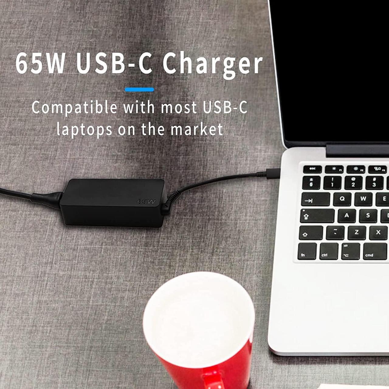 Alt view image 3 of 7 - Cacamoen 65W Type-C Laptop Charger for Lenovo ThinkPad T480 T580 T480s, Yoga C940 C740 C930 730 S730 730S 920 Chromebook c330 100e 300e 500e c340 s340 USB-C Power Supply Adapter Cord