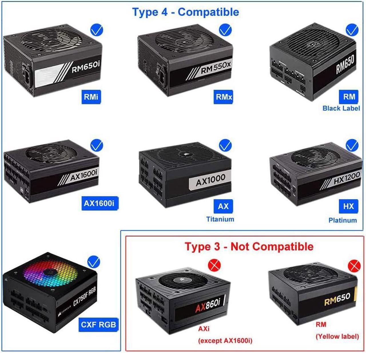 Alt view image 2 of 7 - COMeap Starter PSU Modular Cable ATX PCIe EPS HDD Kit for Corsair PSU RMX RMI SF Series Black