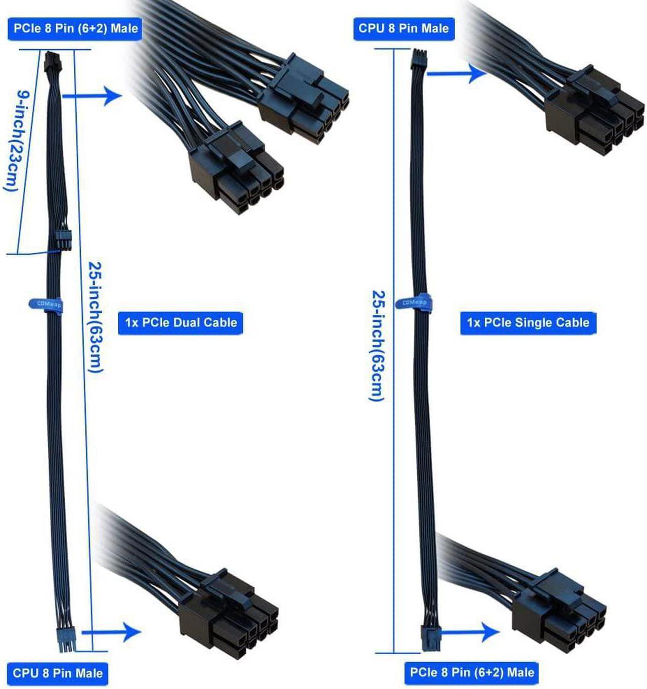 Alt view image 5 of 7 - COMeap Starter PSU Modular Cable ATX PCIe EPS HDD Kit for Corsair PSU RMX RMI SF Series Black