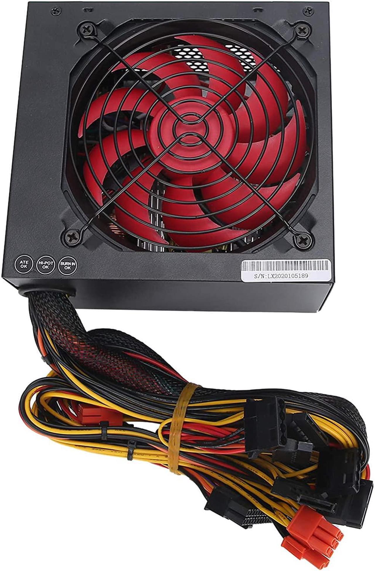Main image of 600W Computer Power Supply, ATX 24PIN PC Power Supply 14cm Desktop Power Supply with Mute Fan Manual Adjustable 115/230V (US Plug)