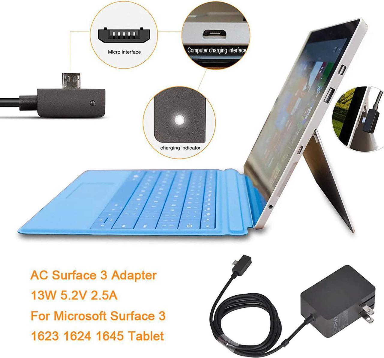 Alt view image 3 of 6 - Surface 3 Charger, 13W 5.2V 2.5A Power Supply Adapter Compatiable with Surface3 Model 1623 1624 1645 Tablet with 4.9Ft Cord