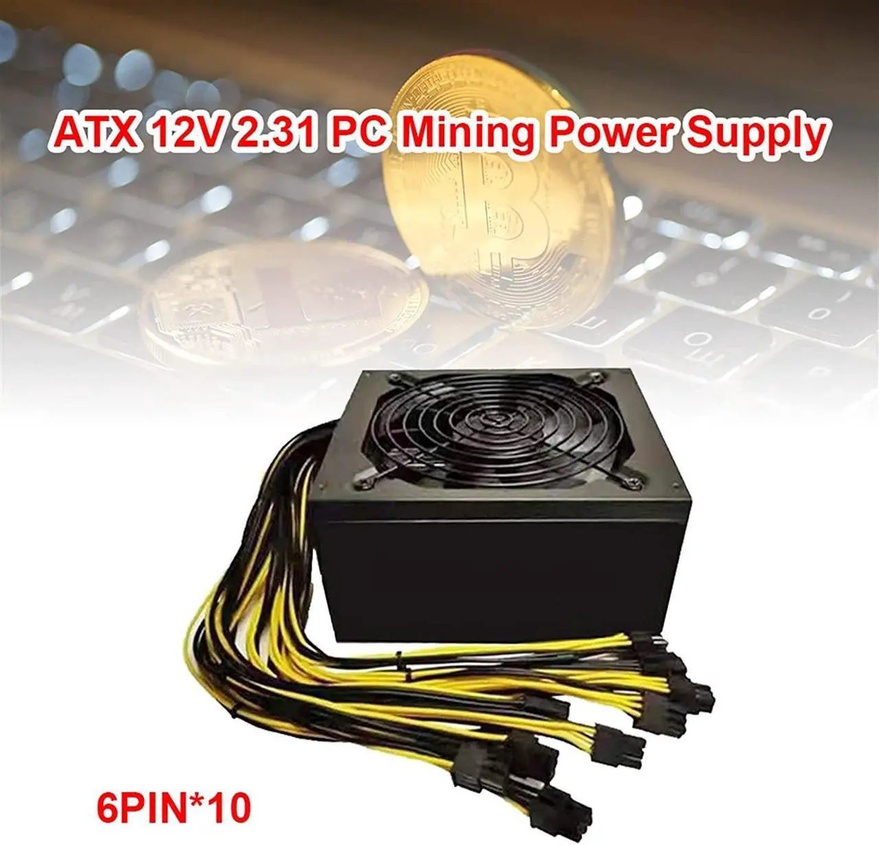 Alt view image 4 of 7 - 2000W ATX 12V 2.31 Silent Mining Machine Power Supply Computer Support 10x 6 Pin Graphics Cards Power Supply for Bitcoin Miner