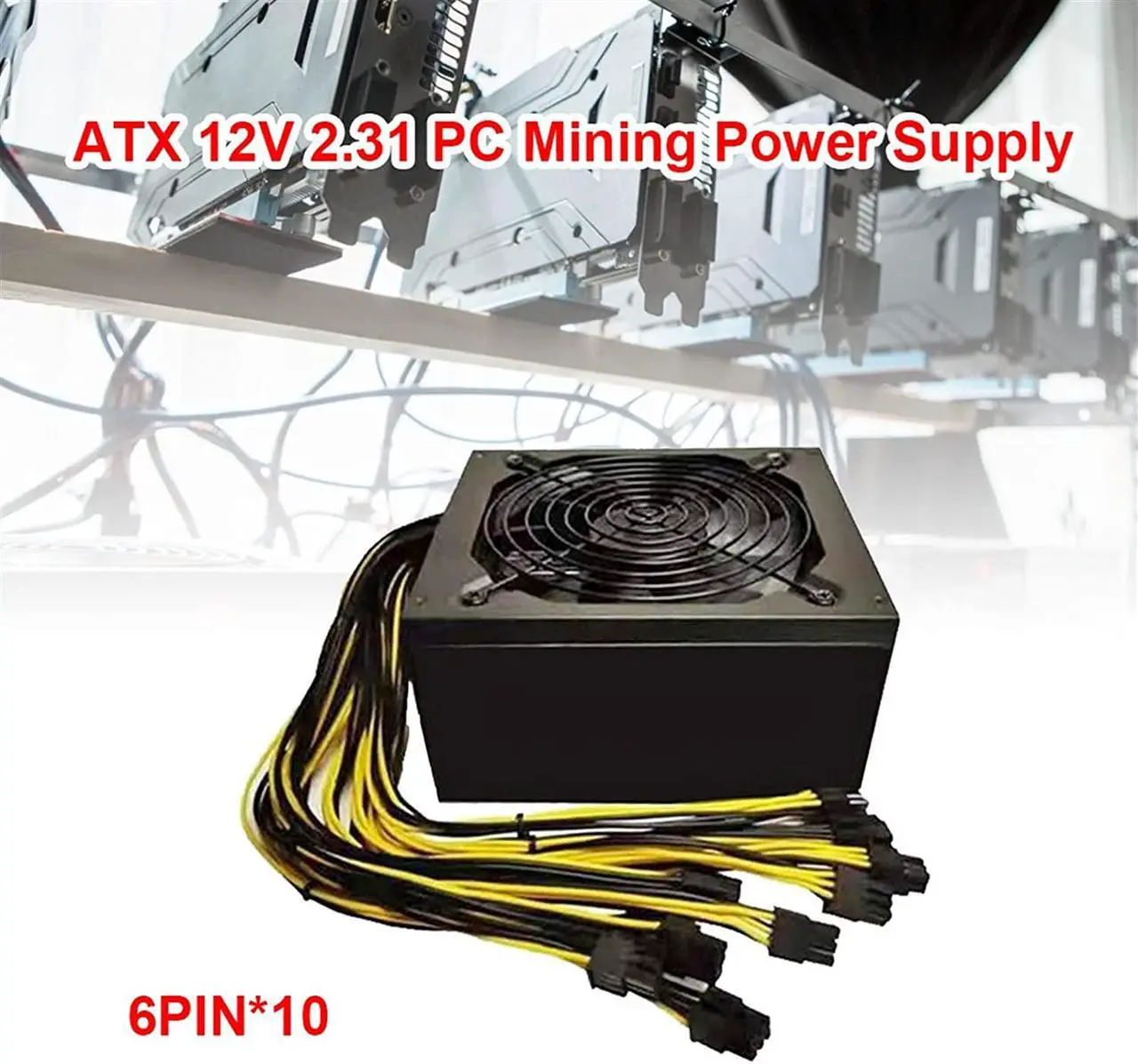 Alt view image 5 of 7 - 2000W ATX 12V 2.31 Silent Mining Machine Power Supply Computer Support 10x 6 Pin Graphics Cards Power Supply for Bitcoin Miner