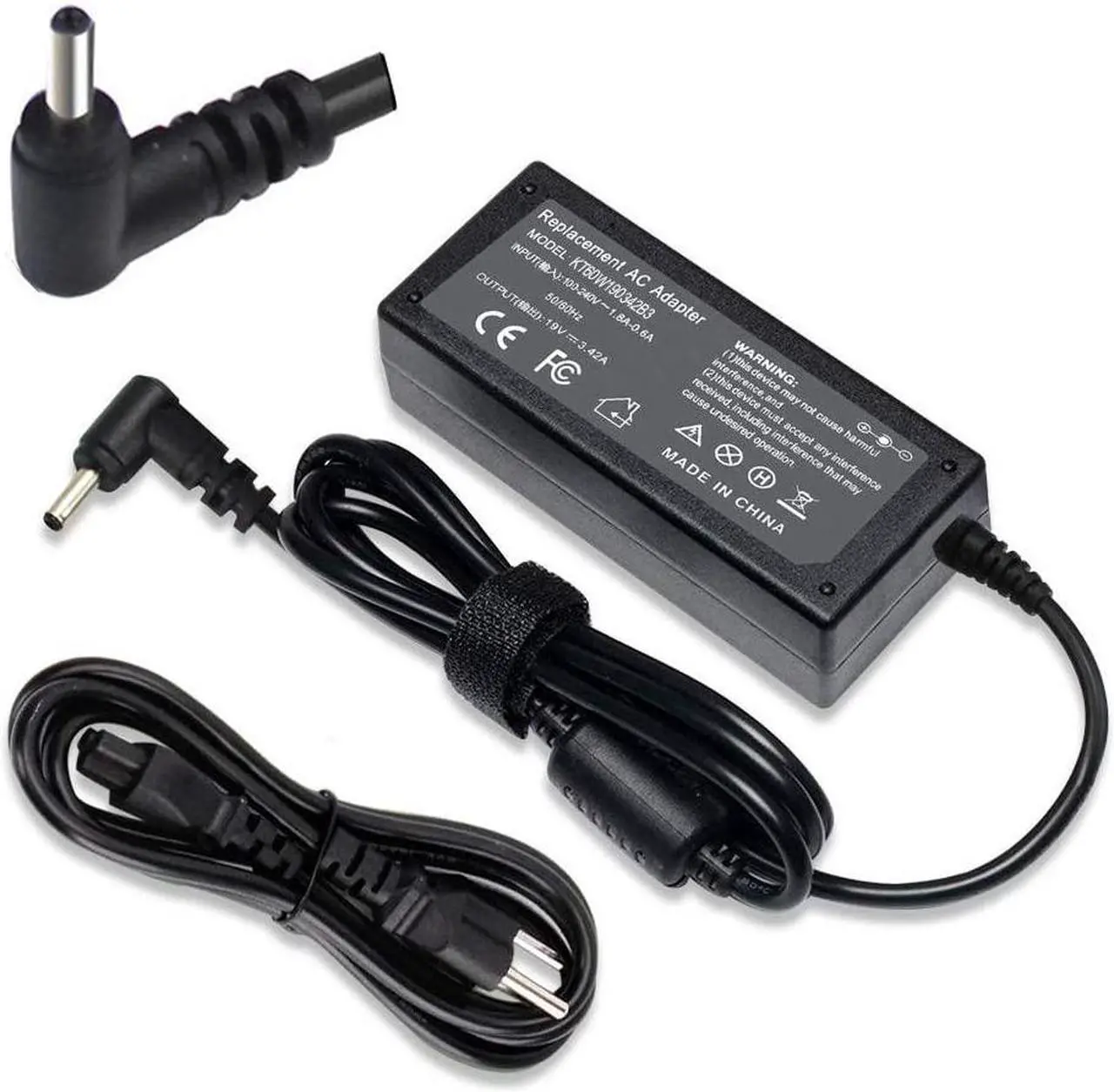 Main image of 19V 3.42A 65W AC Charger Adapter Compatible with Acer Chromebook 15 14 13 11 R11 C720 CB5 CB3 CB3-431 CB3-111 C740 C810 C910 CB3-531 CB5-571 CB5-311, Aspire One Cloudbook AO1-131 AO1-431 PA-1450-26