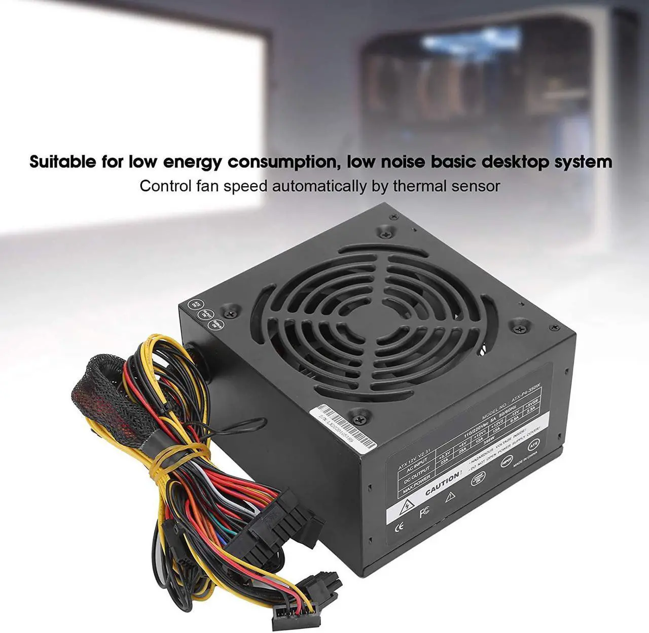 Alt view image 6 of 7 - Hilitand PC Power Supply, 350W Desktop Computer Low Energy Consumption Accessories Adjustable 115/230V, for Low Energy Consumption, Low Noise Basic Desktop System(US Plug)