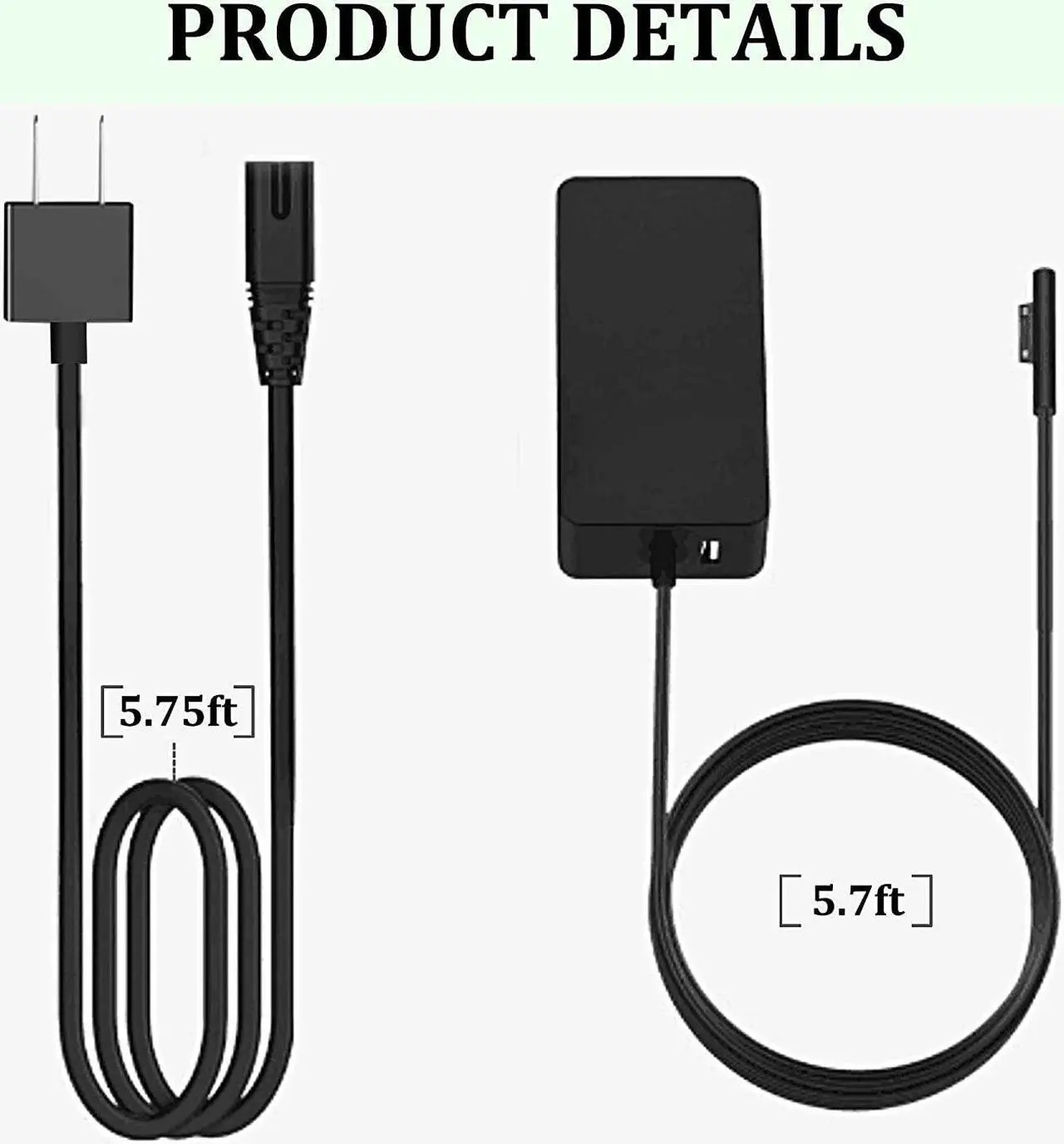 Alt view image 4 of 7 - 36W Surface Pro 3 Charger Surface Pro 4 Charger Compatible with Microsoft Surface Pro 3 Surface Pro 4 i5 i7 Surface Pro 5 Surface Laptop Power Supply