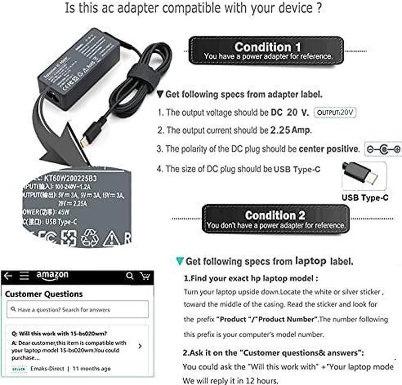 Alt view image 4 of 7 - USB-C 45W Chromebook Charger for Lenovo Type C USB-C Chromebook c330 100e 300e 500e ThinkPad Yoga L13 E14 E15 L14 L15 Series Laptop Power Supply Cord