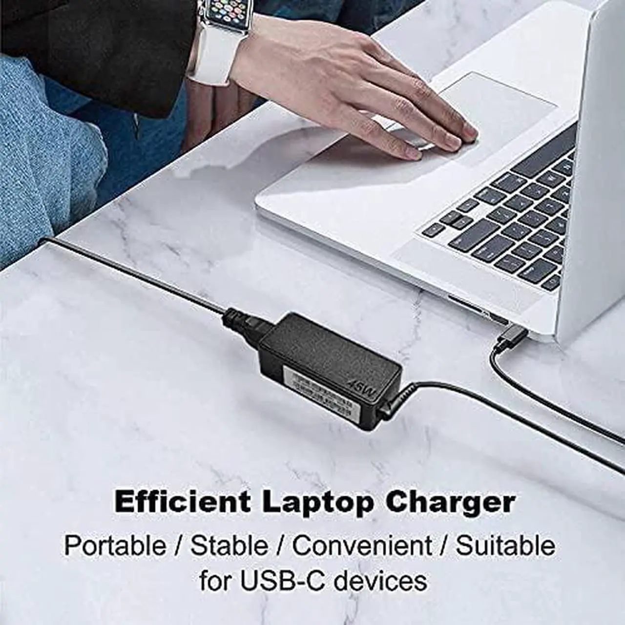 Alt view image 5 of 7 - USB-C 45W Chromebook Charger for Lenovo Type C USB-C Chromebook c330 100e 300e 500e ThinkPad Yoga L13 E14 E15 L14 L15 Series Laptop Power Supply Cord