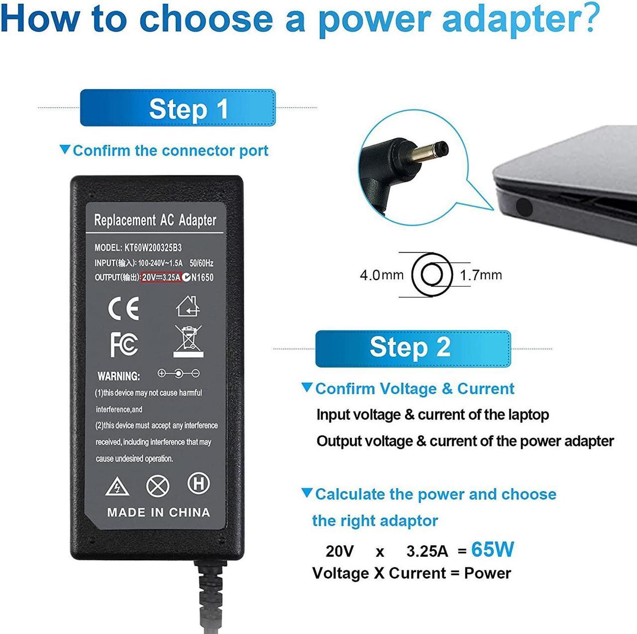 Alt view image 7 of 7 - Laptop Charger 65W 45W for Lenovo IdeaPad 310 320 330 330s 3 5 120s 120 130 130s 510 520 530s 710s 310-15ABR 310-15IKB 320-15ABR 320-15IAP 330-15ARR 330-15IGM 80XM 80XR AC Adapter Power Supply Cord