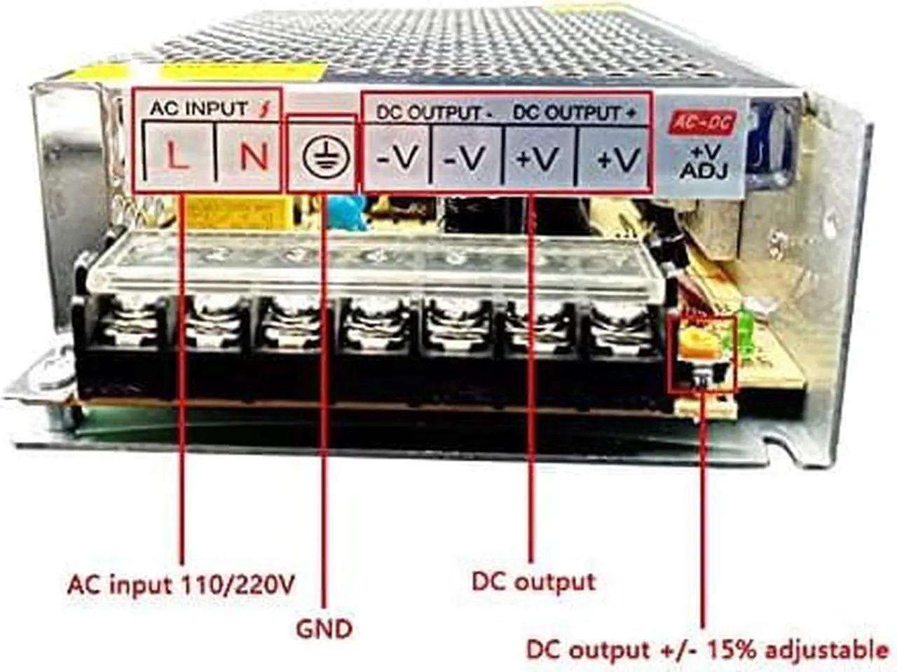 Alt view image 4 of 6 - AC 220V to 12 V DC Volt Power Supply 12V 1A 2A 3A 5A 6A 8A 10A 15A 20A AC-DC Switching Power Supply 220V to 12V AC-DC (Power : 12V 15A 180W)