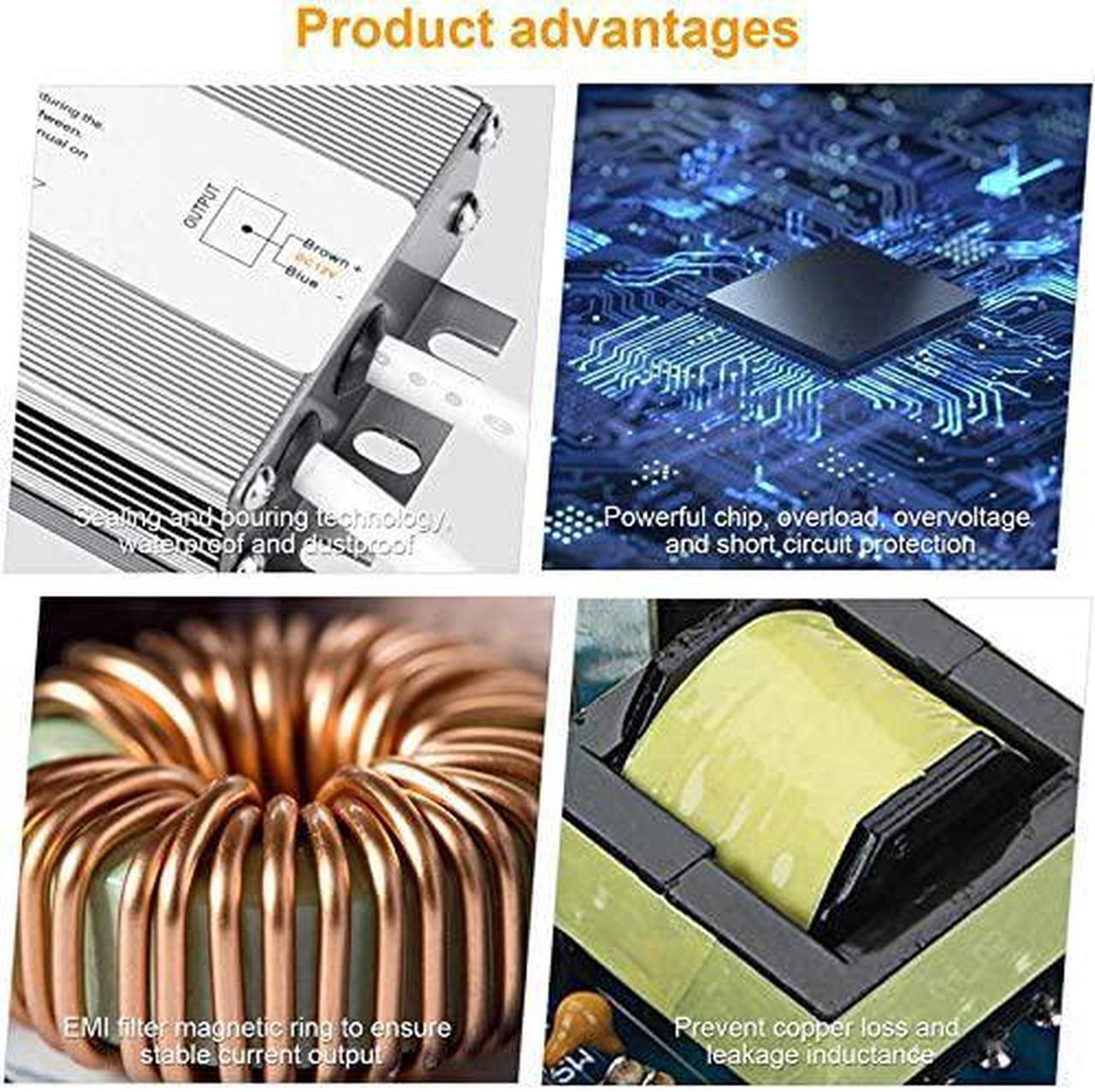 Alt view image 3 of 6 - IP68 moistureproof Lighting Transformers AC 110V 220V to DC 12 V 24V LED Driver Adapter 10W 100W 200W 400W 12V Switching Power Supply (Output Voltage : 24V, Power : 400W)