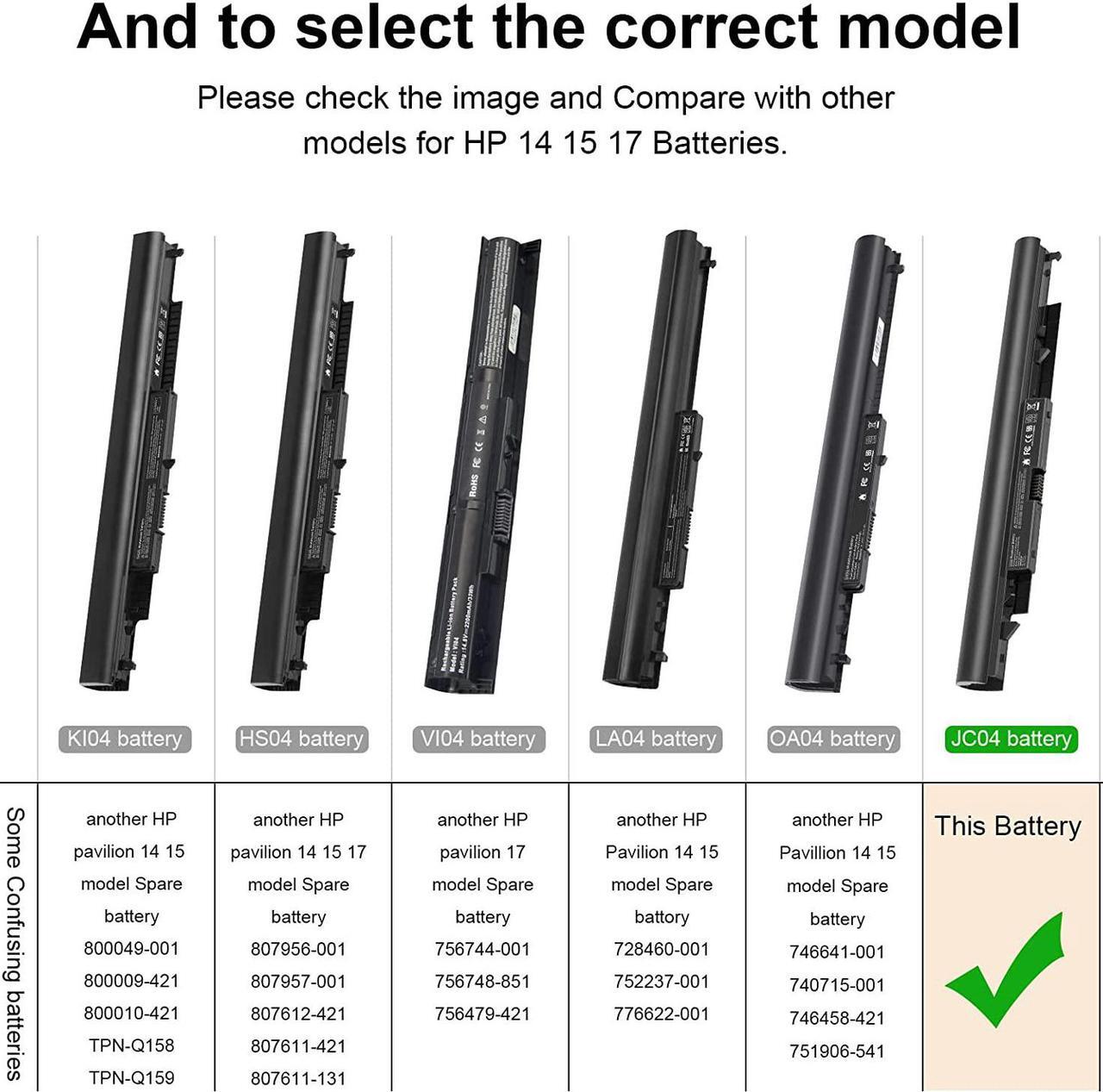 Alt view image 2 of 7 - 919700-850 Laptop Battery for JC03 JC04 919681-421 HSTNN-LB7V HSTNN-DB8E HSTNN-H7BX HSTNN-L67N HSTNN-PB6Y TPN-C129 TPN-C130 TPN-W129 TPN-W130 17-BS049DX 17-BS011DX 17-bs067cl 250-G6 3inr19/66