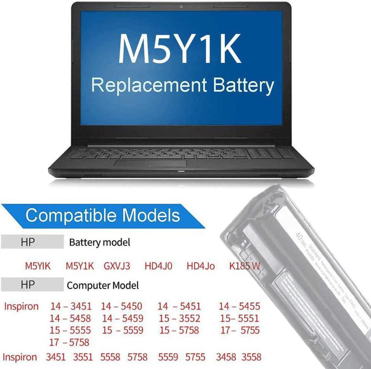 Alt view image 2 of 7 - 14.8V 40Wh M5Y1K Laptop Battery for Dell Inspiron 15 3000 5000 Series Fit with Dell 3551 3552 5558 5758 Notebook