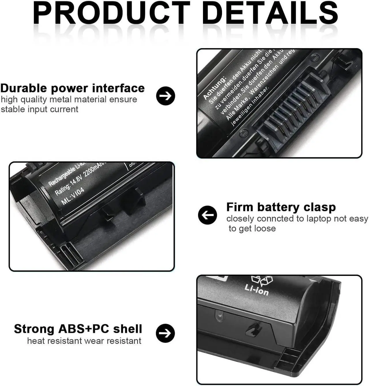 Alt view image 3 of 7 - VI04 756743-001 Battery Replacement for HP ProBook 440 G2 450 G2 TPN Q139 Q140 Q141 Q142 Q143 fit for HP Envy 14 15 17 Series 756743-001 756745-001 756479-421 HSTNN-DB6K HSTNN-LB6K -12 Months Warranty