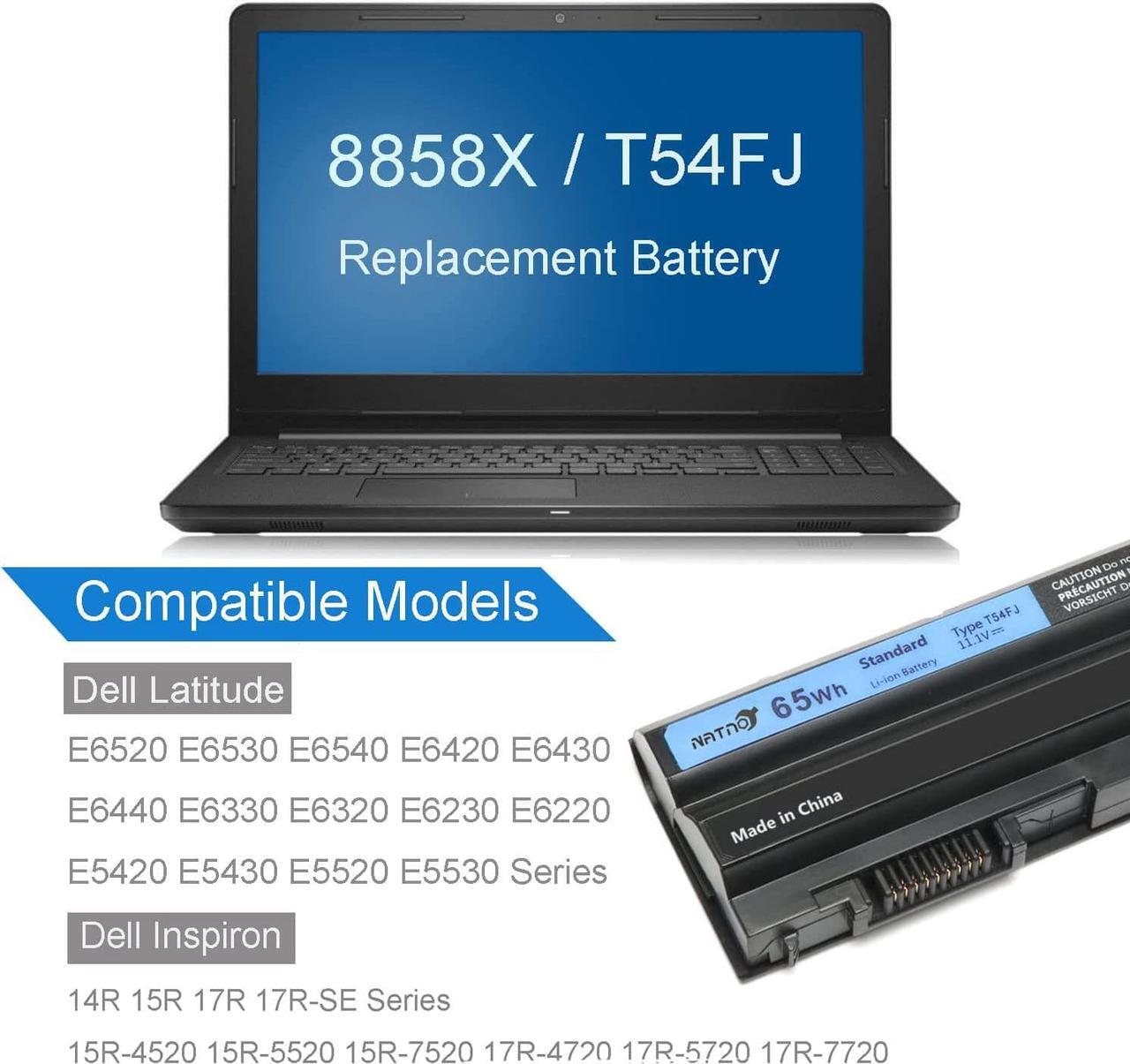 Alt view image 3 of 6 - T54FJ 8858x Laptop Battery for Dell Latitude E6420 E6430 E6440 E6520 E6530 E6540 E5520 E5530 E5420 E5430, Inspiron 17r-7720 17r-se-7720 17r-5720 15r-5520 15r-7520 [65Wh 11.1V 6 Cell]