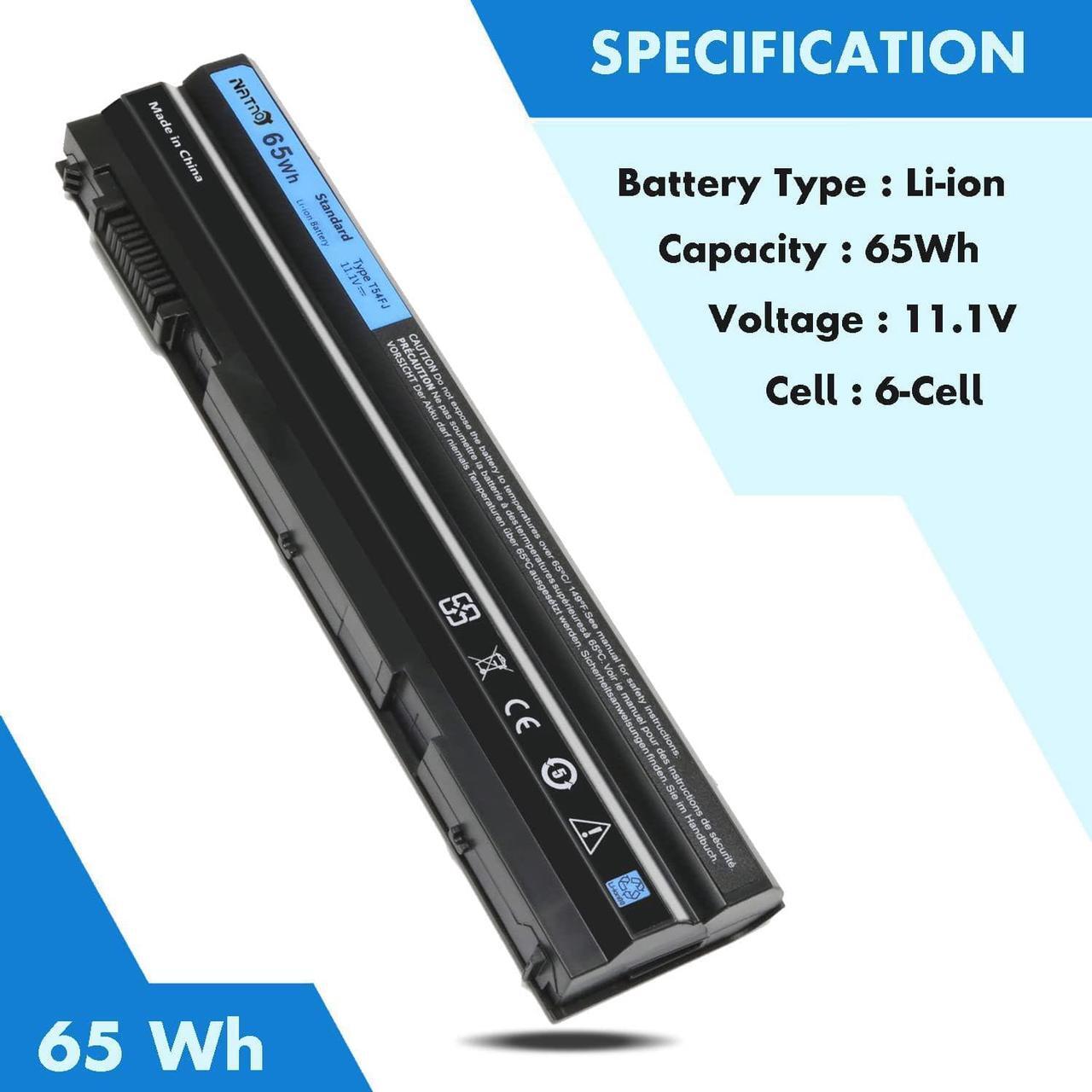 Alt view image 2 of 6 - T54FJ 8858x Laptop Battery for Dell Latitude E6420 E6430 E6440 E6520 E6530 E6540 E5520 E5530 E5420 E5430, Inspiron 17r-7720 17r-se-7720 17r-5720 15r-5520 15r-7520 [65Wh 11.1V 6 Cell]