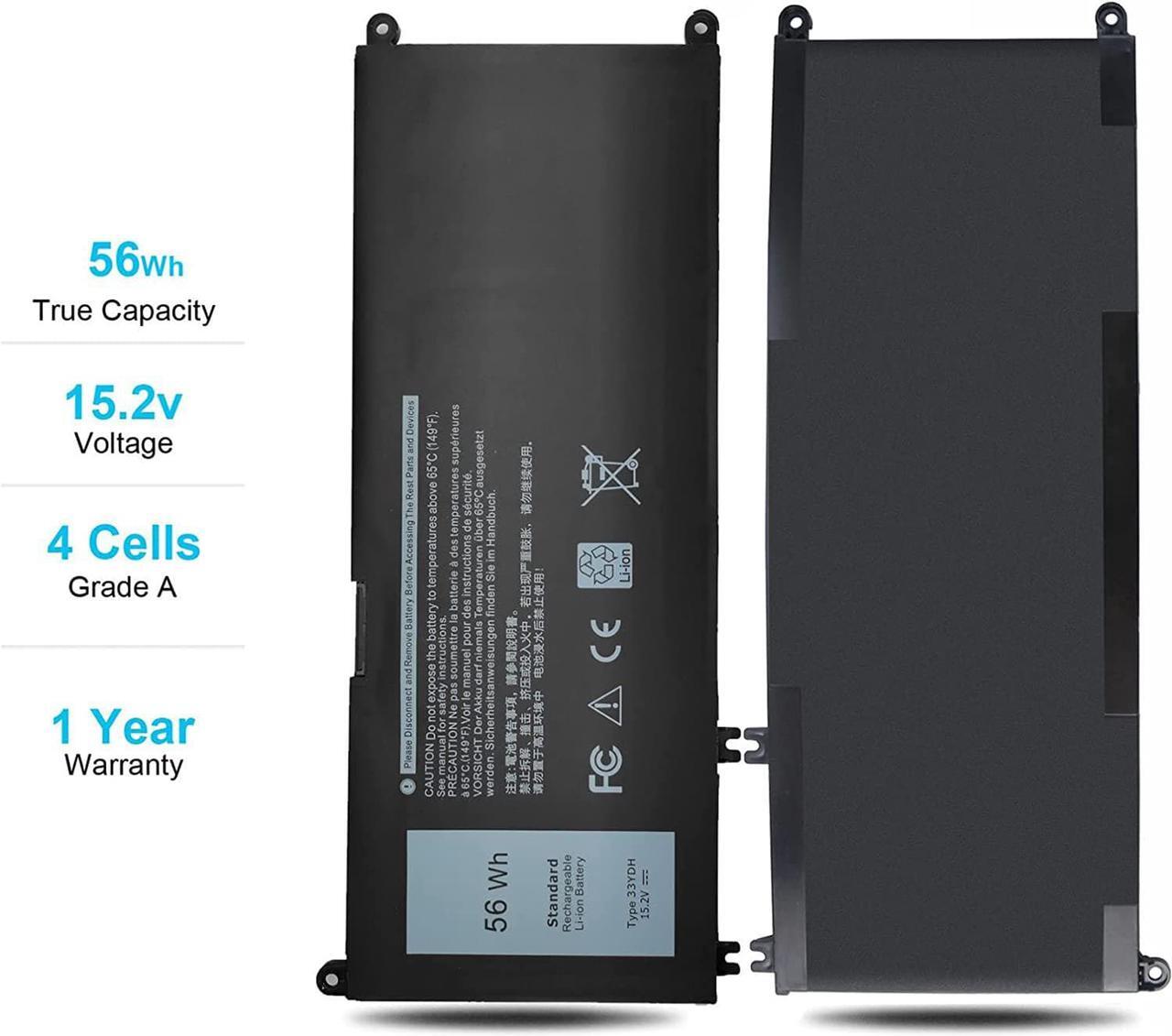 Alt view image 5 of 7 - 56Wh 33YDH 15.2V Laptop Battery for Dell Inspiron 17 7000 7779 7773 7786 7778 2-in-1 15 7577 Latitude 3590 3580 3490 3380 G3 3579 3779 G5 5587 G7 7588 PVHT1 P30E P30E001 81PF3 081PF3 4 Cell