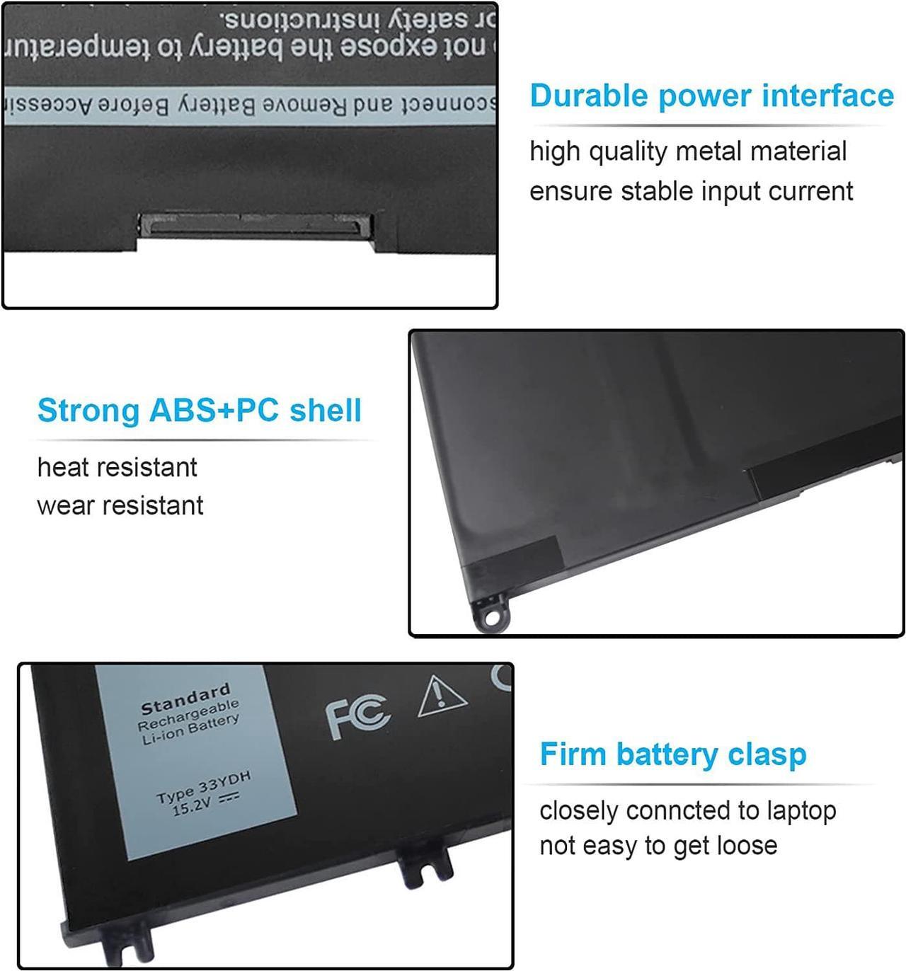 Alt view image 4 of 7 - 56Wh 33YDH 15.2V Laptop Battery for Dell Inspiron 17 7000 7779 7773 7786 7778 2-in-1 15 7577 Latitude 3590 3580 3490 3380 G3 3579 3779 G5 5587 G7 7588 PVHT1 P30E P30E001 81PF3 081PF3 4 Cell