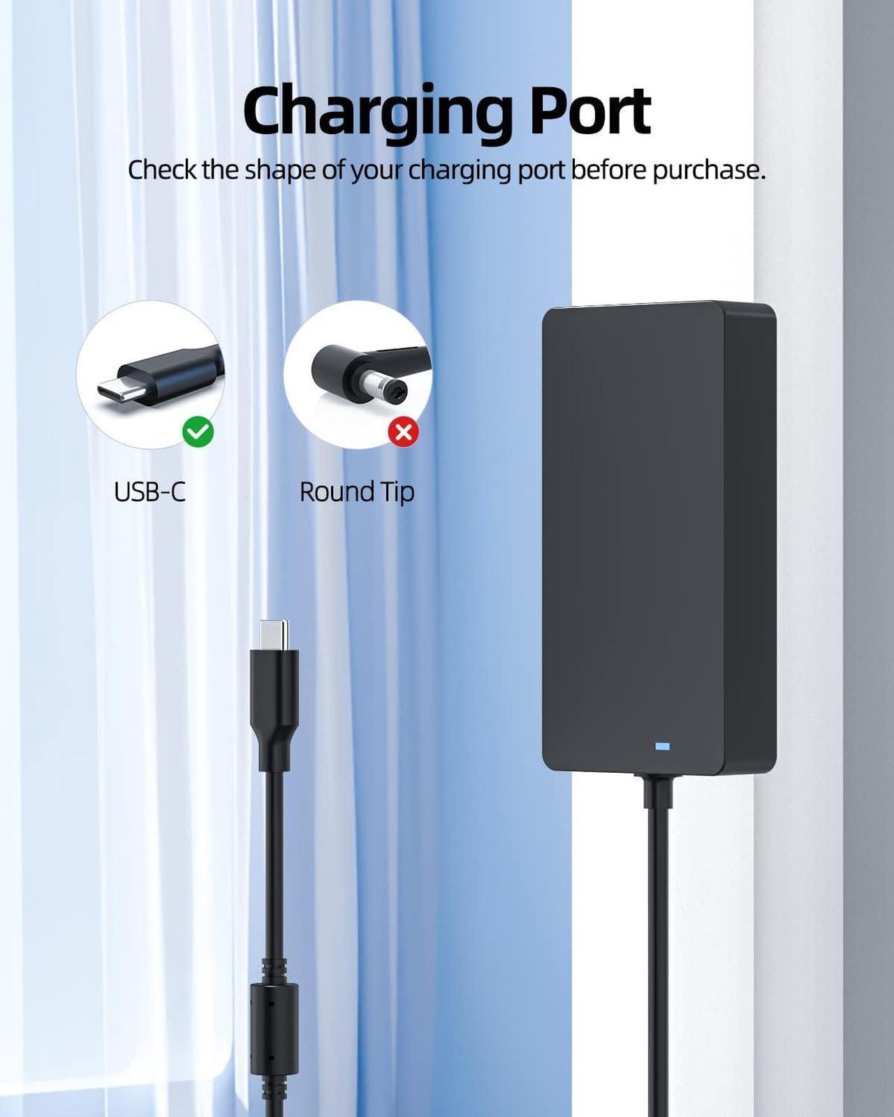 Alt view image 2 of 7 - 90W USB-C Charger Fit for HP Pavilion Plus 14-eh0035nr 14-eh0097nr 14-eh1047nr, Envy 17.3 inch 17-cr1005cl 17-cw0023dx 17-cw0097nr Laptop Power Cord