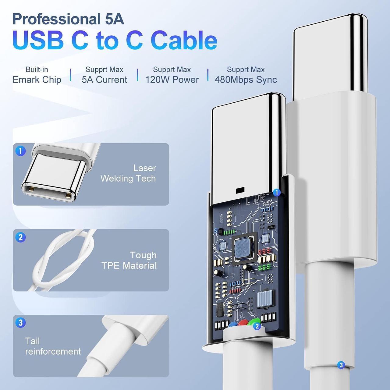 Alt view image 4 of 7 - 100W Mac Book Pro Charger with 10ft USB C to C Cable GaN PD USB C Fast Wall Charger Power Adapter Compatible with MacBook Pro 16 15 14 13 Inch MacBook Air 13 Inch iPad Pro 2021/2020/2019/2018