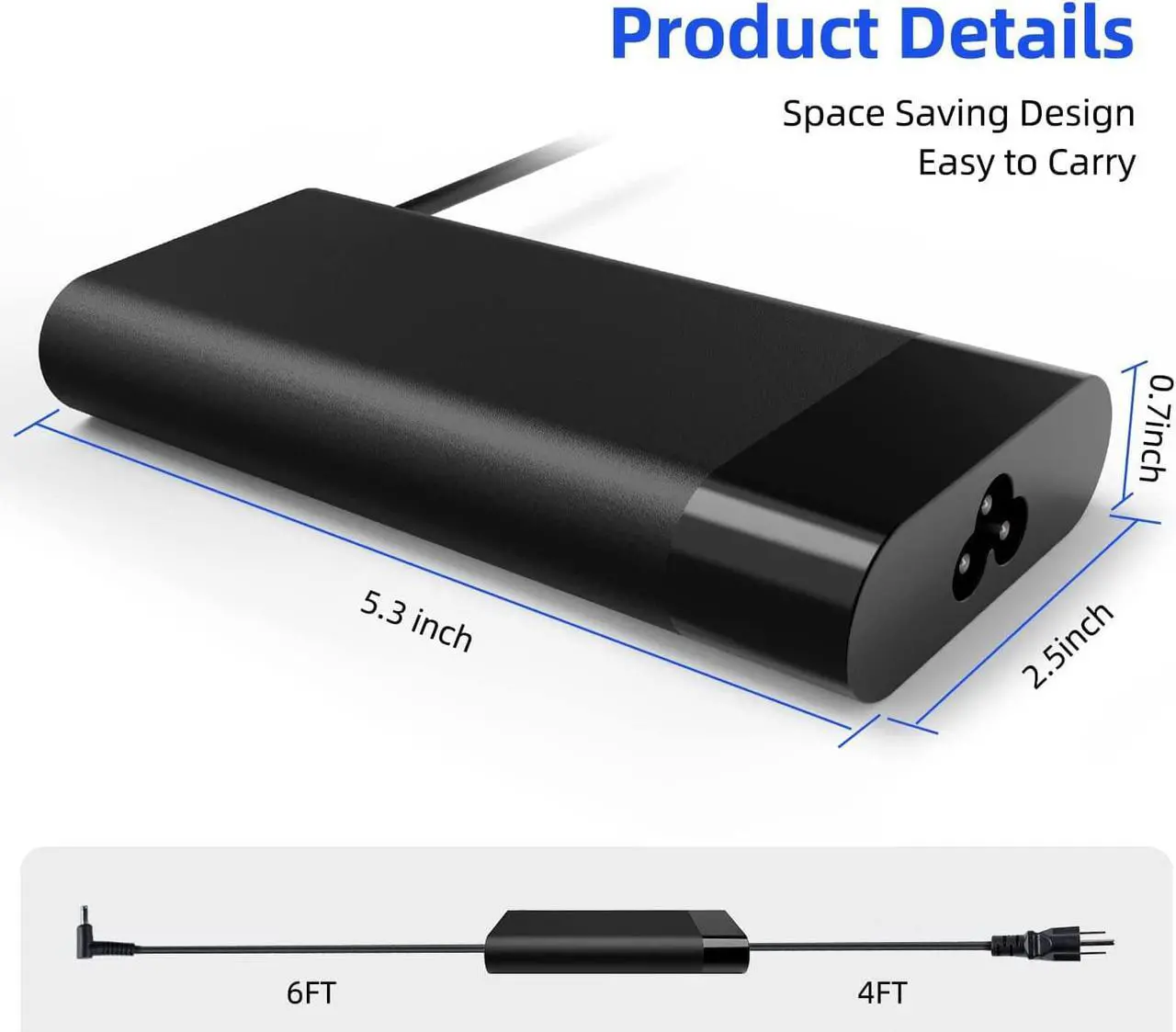 Alt view image 3 of 7 - 150W AC Laptop Charger for HP OMEN 15 17 Pavilion Gaming 15 17 ZBook 15 G3 G4 G5 G6 ZBook Studio G3 G4 G5 G6 G7 G8 Fury G7 G8 Slim Power Adapter Supply Cord