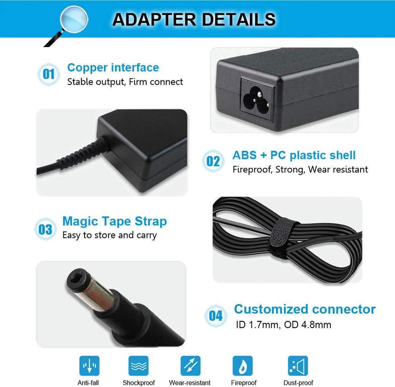 Alt view image 4 of 7 - 19.5V 3.33A 65W Charger Compatible with HP Pavilion TouchSmart Sleekbook 14-B109WM 15-B129WM 15-B119WM 15-B142DX 15-B143CL 14-B120DX 14-b000 14-c000, Envy 4 6 Series 693715-001 613149-001 677770-003