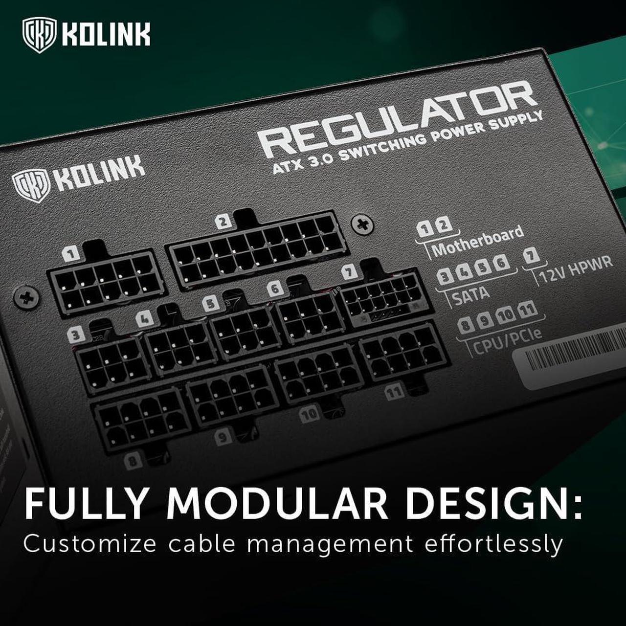 Alt view image 6 of 7 - Regulator Series PSU, 80 Plus Gold, ATX 3.0, Fully Modular, PCIe 5.0, 12VHPWR, 100% Japanese Capacitors, 140mm, 850W