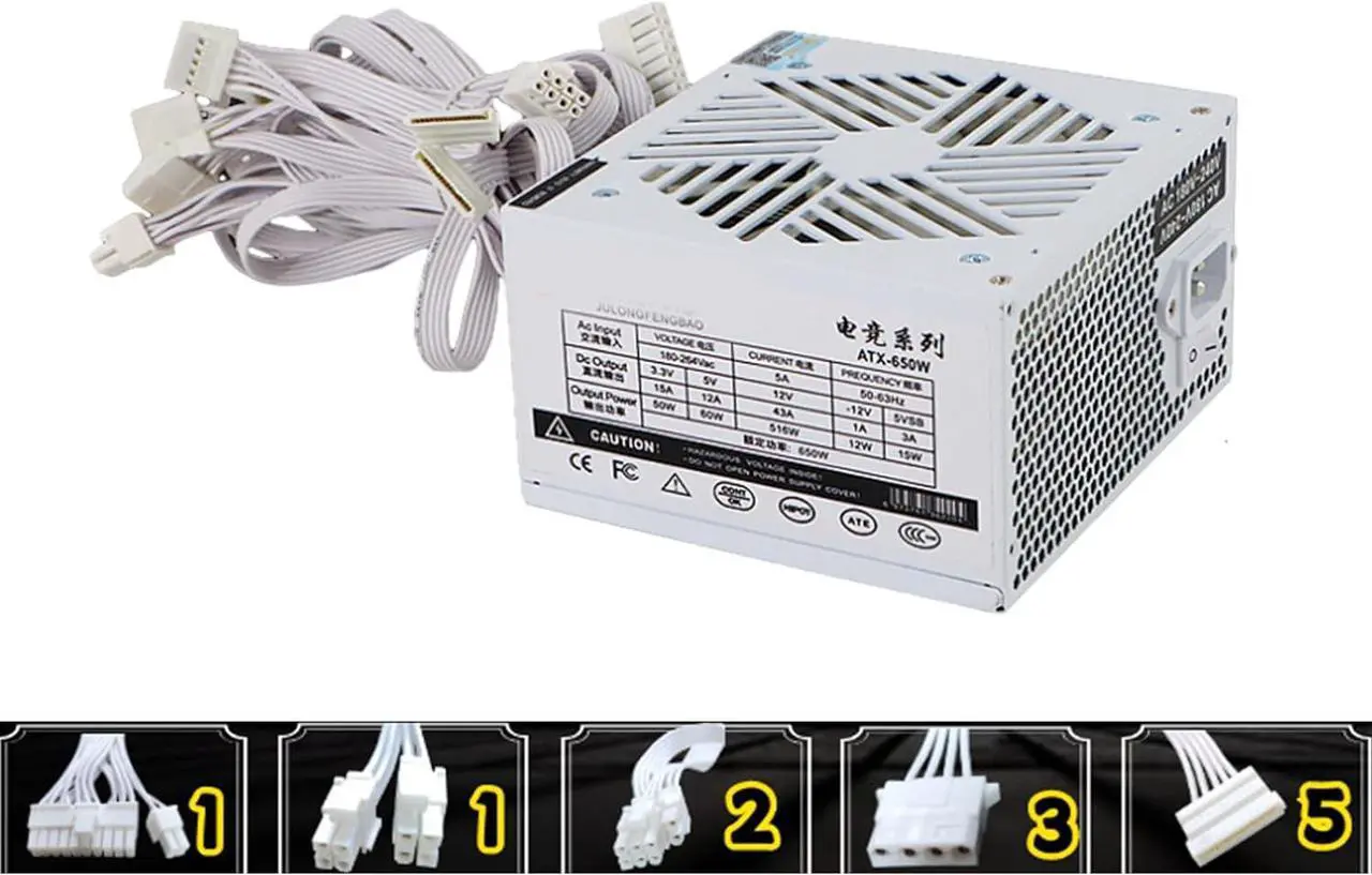 Alt view image 7 of 7 - 650W Power Supply Computer Power 12V 120mm PC Chassis Power Supply Cooling Fan for Desktop Computers Power Supply
