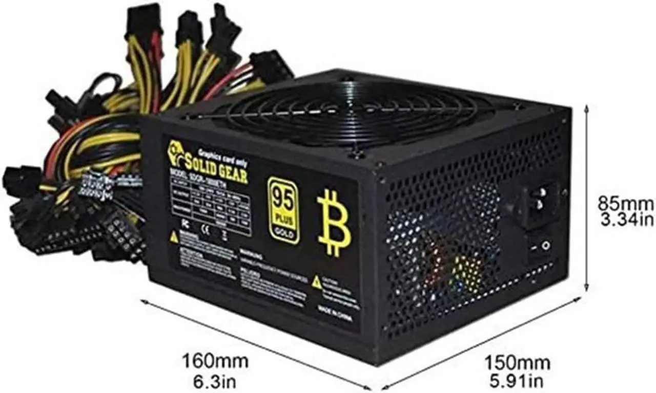 Alt view image 3 of 6 - 2600W 180V-240V ATX ETH Bitcoin Mining Power Supply 95% Efficiency Support 8 Display Cards GPU for PC BTC Bitcoin Miner