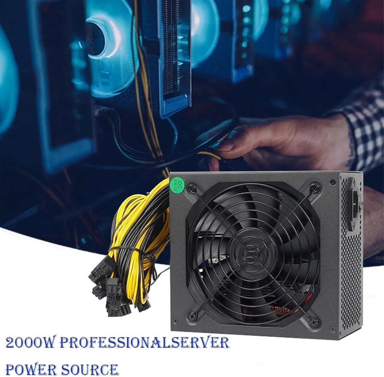 Alt view image 7 of 7 - INFRI 2000W Mining Power Supply Asic Bitcoin New Gold Power 2000W Plus ETH Power Supply ATX Mining Machine Support 8 GPU Cards PSU ATX