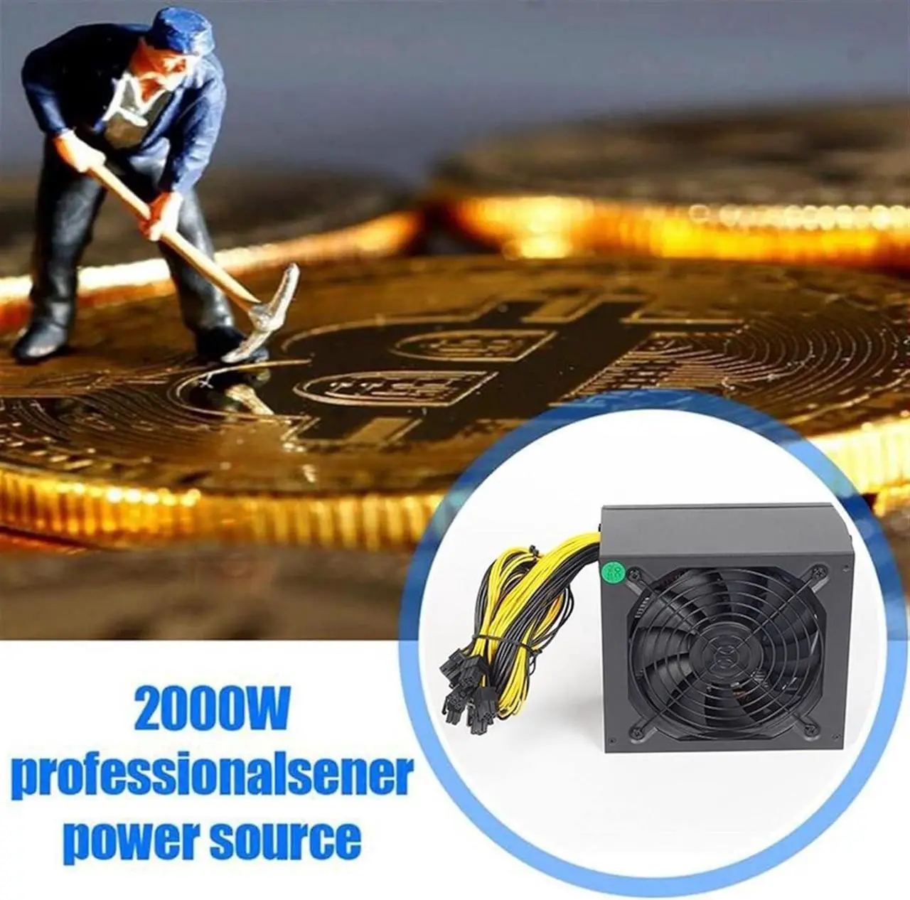 Alt view image 7 of 7 - SAAWEE Bitcoin Miner Power Supply 2000W ATX 12V 2.31 Silent Mining Machine Graphics Cards Bitcoin Miner Power Supply
