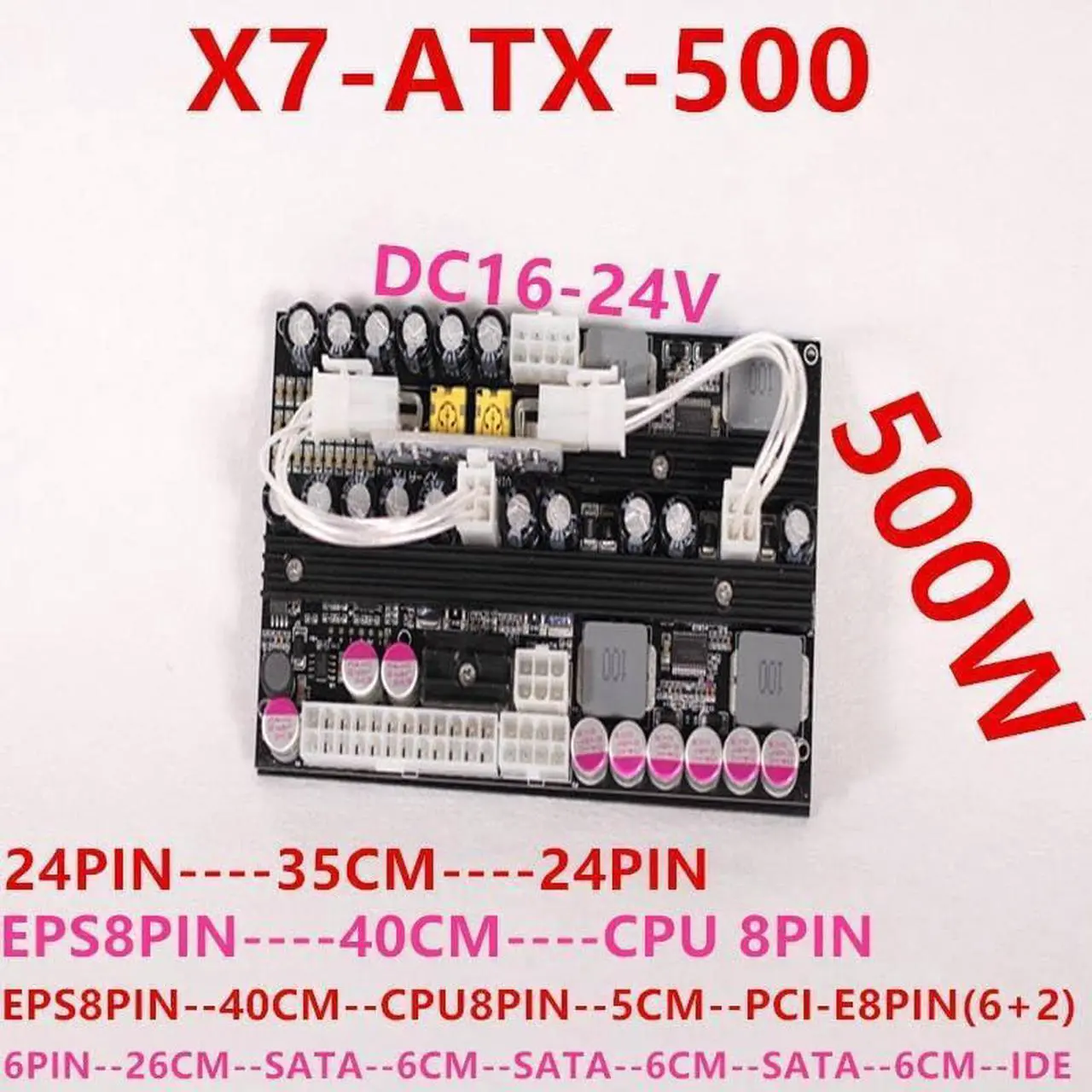 Alt view image 6 of 6 - PSU Board for PICO-Box Digital DC-ATX DC 12-24V 24PIN Wide Voltage Dual Input High Power 500W Power Supply X7-ATX-500 X7-ATX