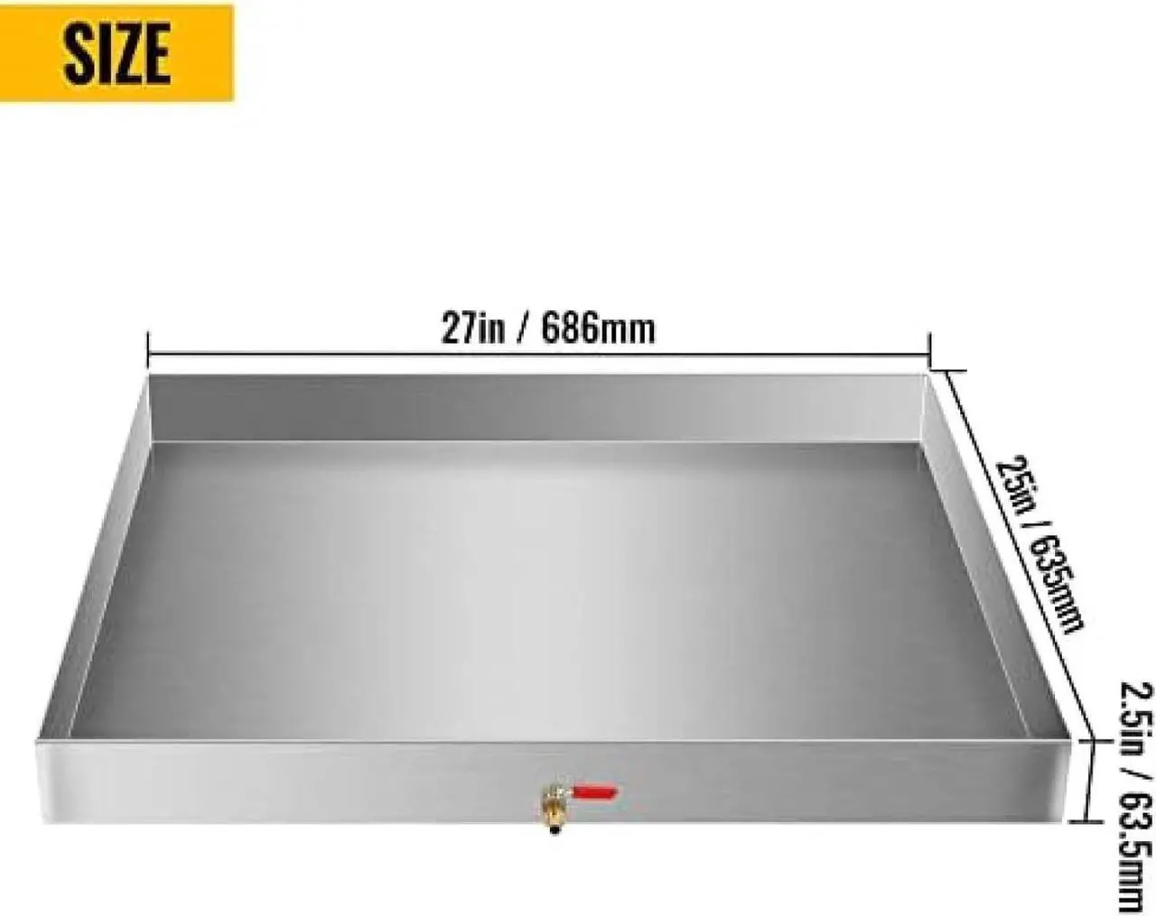 Alt view image 2 of 7 - Washing Machine Pan - Drilled Washing Machine Drain Pan Drain Adapter Fitting Included - Recycled Steel Washing Machine Tray - Drain Pan for Washer and Dryer,27 X 25 X 2.5 Inch