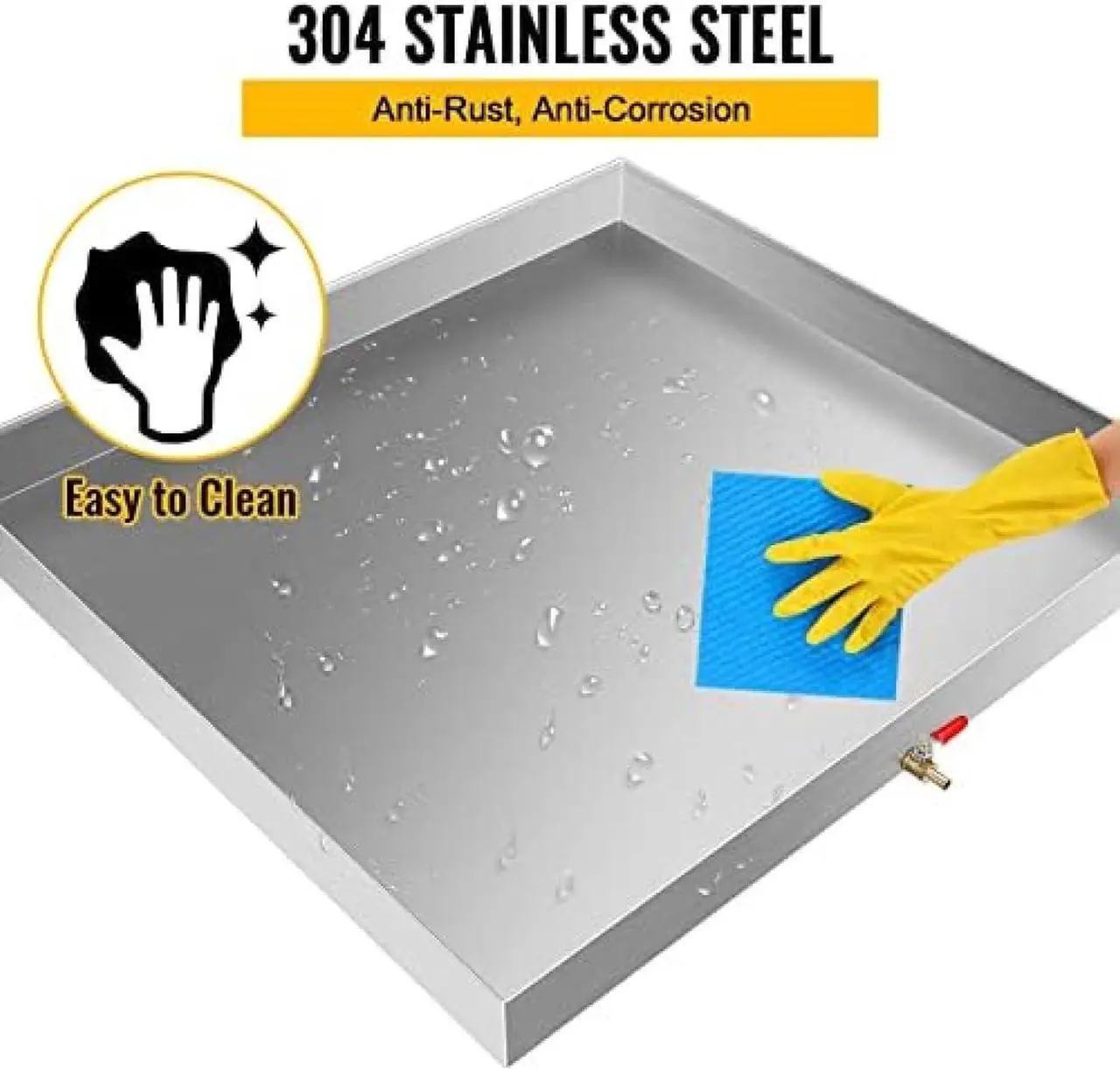 Alt view image 3 of 7 - Washing Machine Pan - Drilled Washing Machine Drain Pan Drain Adapter Fitting Included - Recycled Steel Washing Machine Tray - Drain Pan for Washer and Dryer,27 X 25 X 2.5 Inch