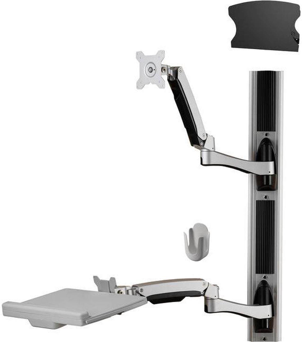Alt view image 4 of 4 - Amer Networks  Sit-Stand Combo Workstation Wall Mount System with Extended Display Arm
