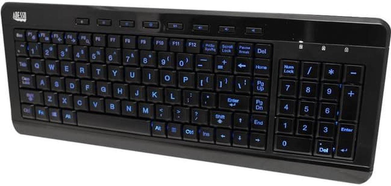 Adesso AKB-120EB - SlimTouch 120 3-Color Illuminated Compact Multimedia Keyboard