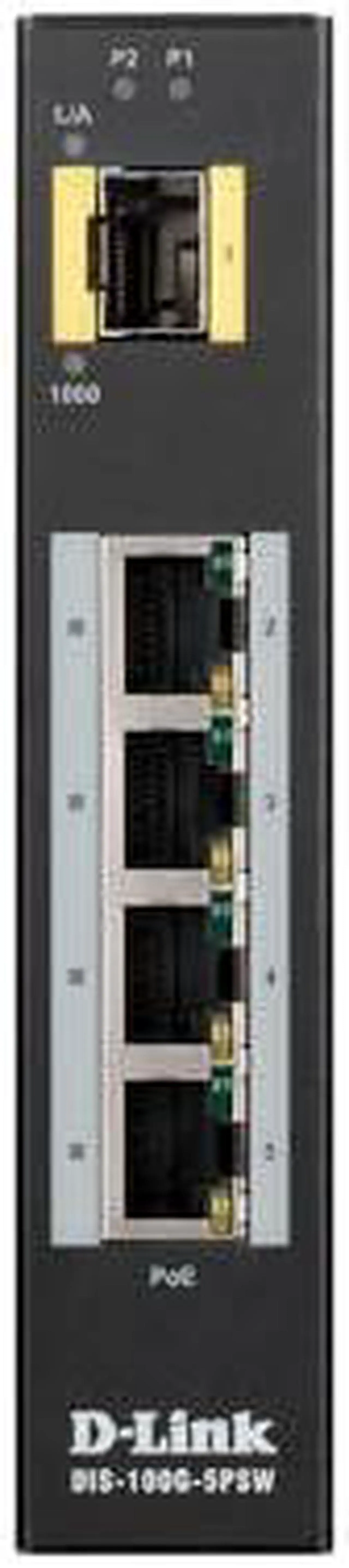 Alt view image 6 of 10 - D-Link DIS-100G-5PSW Unmanaged Industrial Gigabit Unmanaged Switches, 4 x 100/1000BaseT PoE Ports, 1 x 100/1000BaseSFP Slots