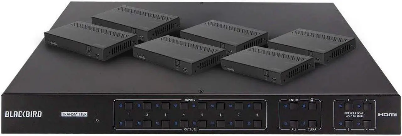 Alt view image 8 of 13 - Monoprice Blackbird 4K HDMI Matrix, 8x8, HDBaseT, HDR, 18G, 4K@60Hz, YCbCr 4:4:4, HDCP 2.2, EDID, IR,  SPDIF, RCA, TCP/IP, RS-232, W/ 7 Receivers 70m