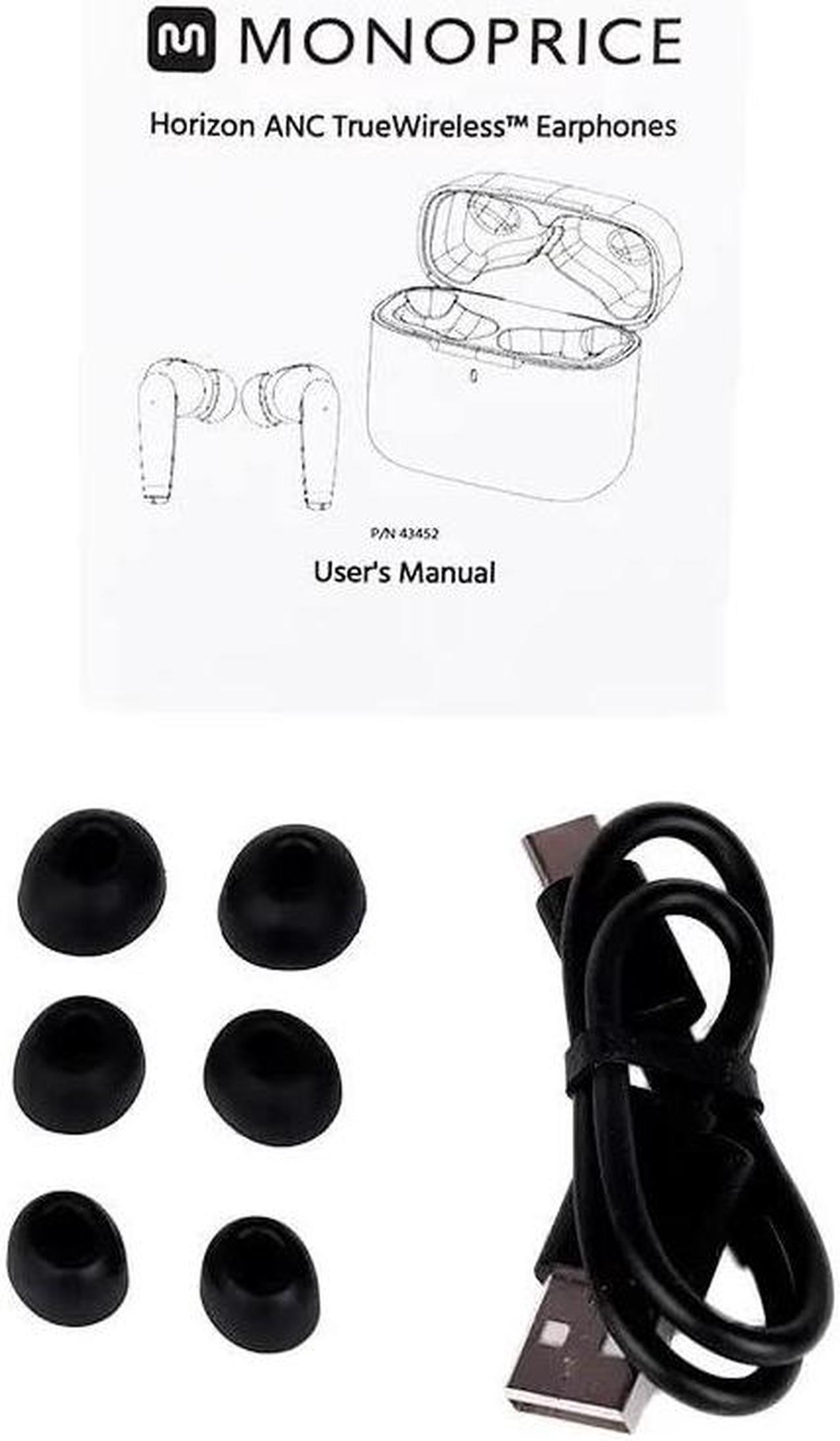 Alt view image 11 of 11 - Monoprice Horizon ANC True Wireless Earphones with ANC, Qualcomm QCC3040 Bluetooth 5.2, 4 Mics, cVc 8.0, Adaptive aptX, AAC, Gaming Low Latency Mode, Sweatproof, Charging Case