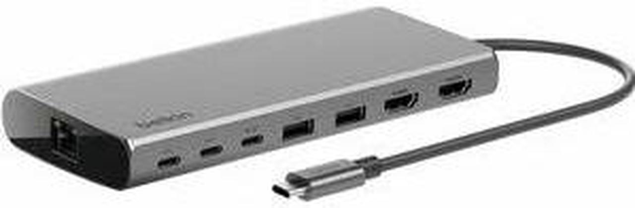 Belkin USB-C 8-in1 Dual Display Core Hub - Docking Station - 10 Gbps - 100W - 3xUSB-C, 2xUSB-A, 2xHDMI, Ethernet - 4K - Grey