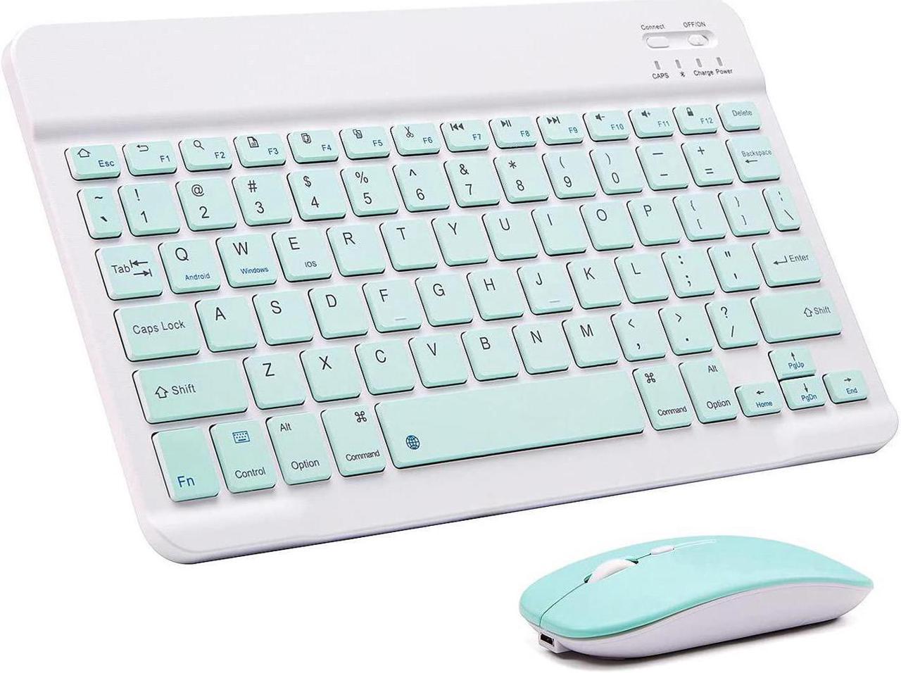 Ultra-Slim Bluetooth Keyboard and Mouse Combo Rechargeable Portable Wireless Keyboard Mouse Set for Apple iPad iPhone iOS 13 and Above Samsung Tablet Phone Smartphone Android Windows Light