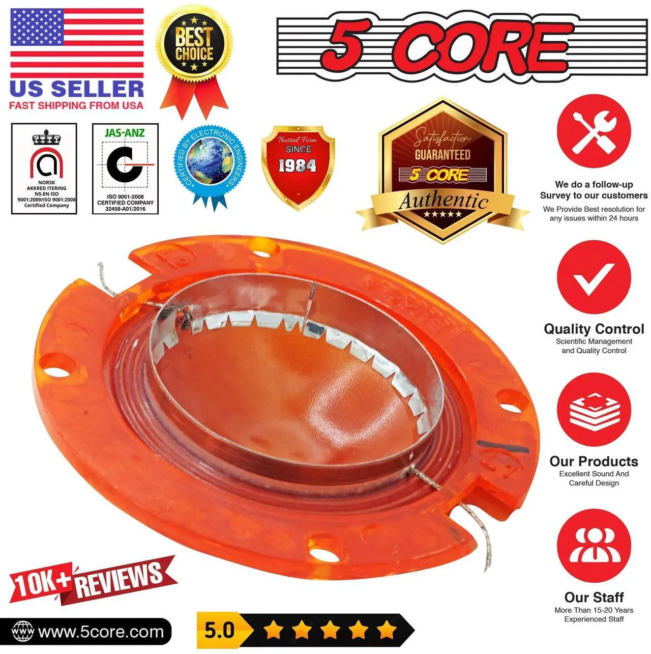 Alt view image 2 of 7 - 5 Core 2 Inch Universal Phenolic Diaphragm Replacement DIY Voice Coil 50.8mm with High Pitch Upto 6.5 Khz Great Sound Quality for PA Horn Compression Driver - DP 200 1Pcs