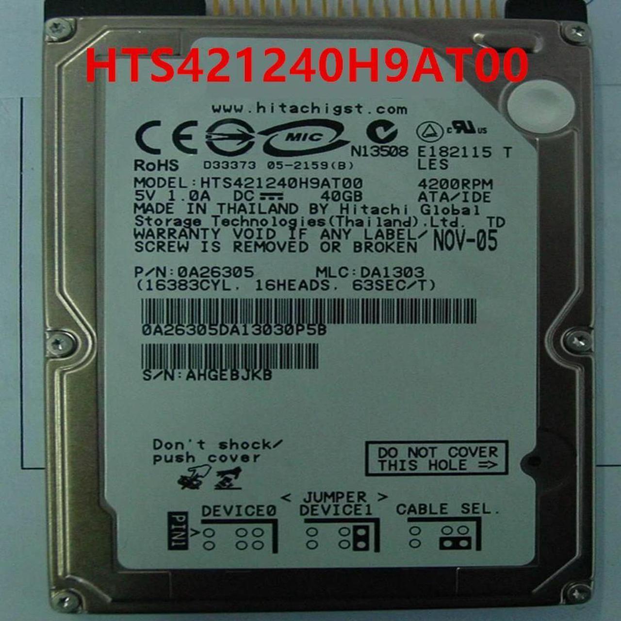 OwnShoe Almost HDD For Hitachi 40GB 2.5" IDE 2MB 5400RPM For Internal HDD For Notebook HDD For HTS421240H9AT00