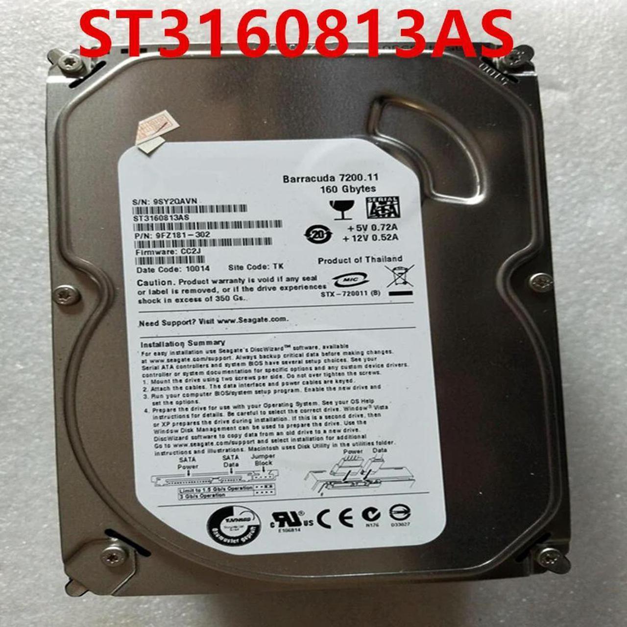 OwnShoe Almost HDD For 160GB 3.5" SATA 4MB 7200RPM For Internal HDD For Desktop HDD For ST3160813AS